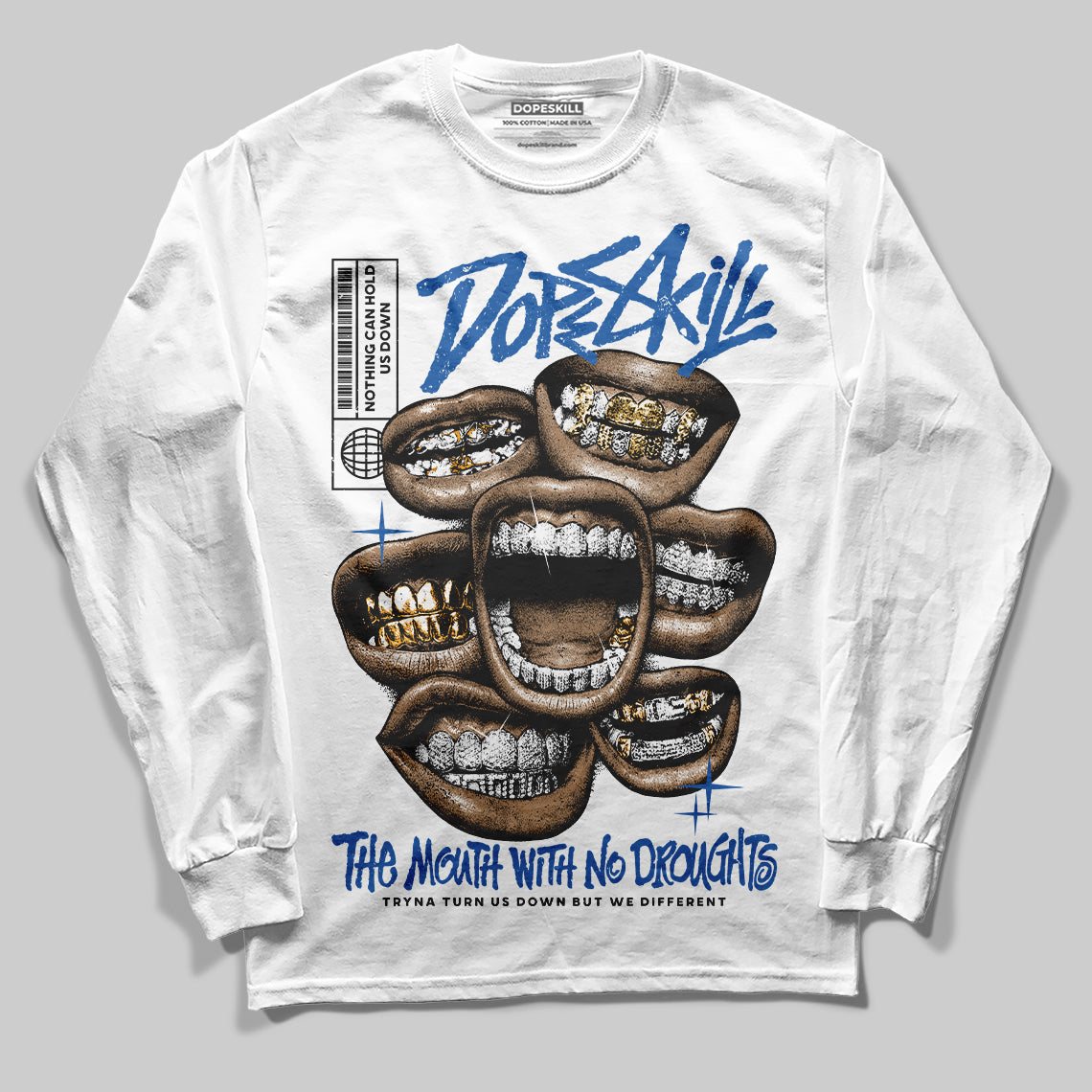 Blueberry 12s DopeSkill Long Sleeve T-shirt The Mouth With No Droughts Graphic