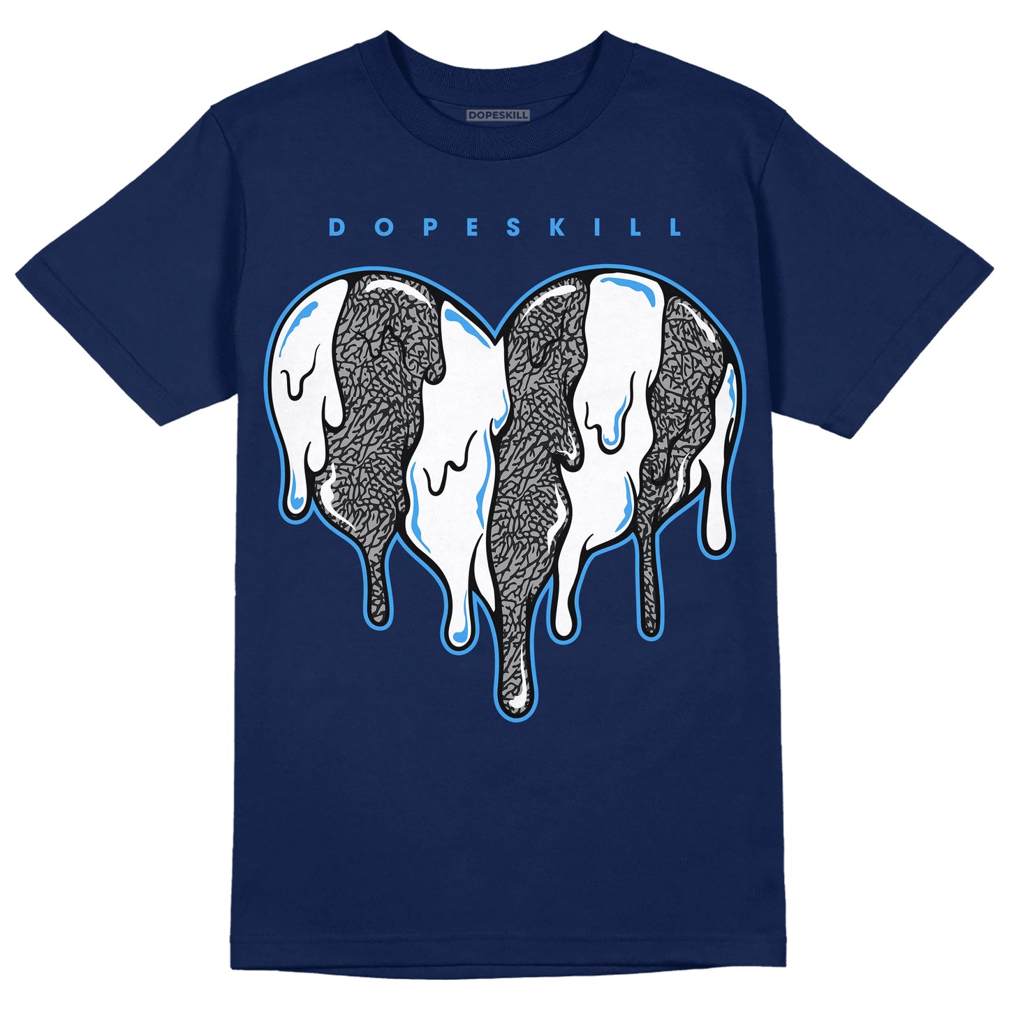Midnight Navy 3s DopeSkill Navy T-shirt Slime Drip Heart Graphic
