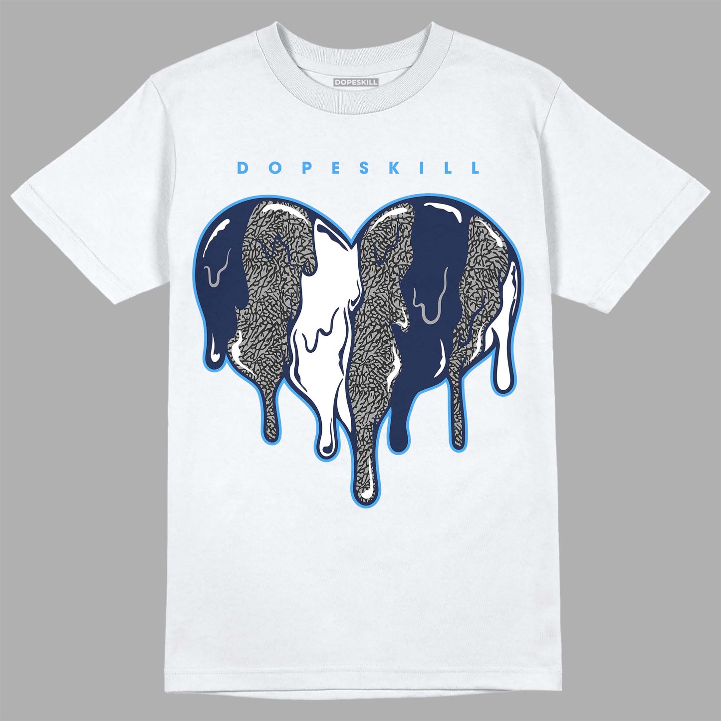 Midnight Navy 3s DopeSkill T-Shirt Slime Drip Heart Graphic