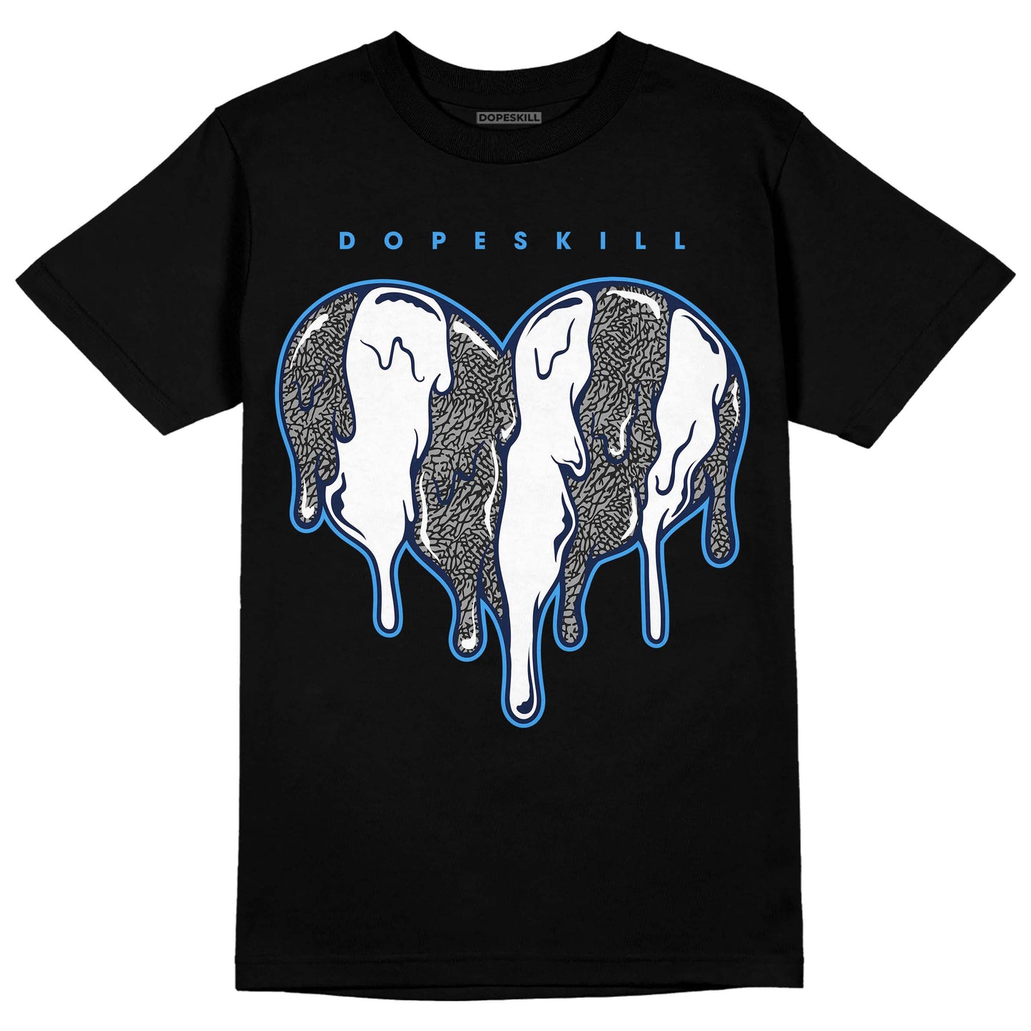 Midnight Navy 3s DopeSkill T-Shirt Slime Drip Heart Graphic
