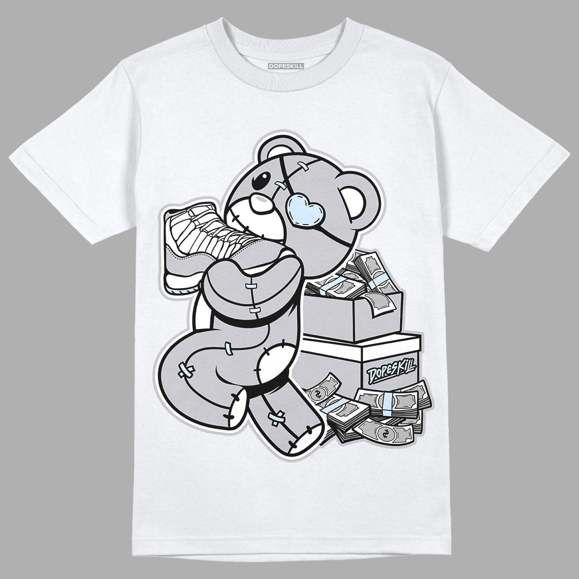 Cement Grey 11s DopeSkill T-Shirt Bear Steals Sneaker Graphic