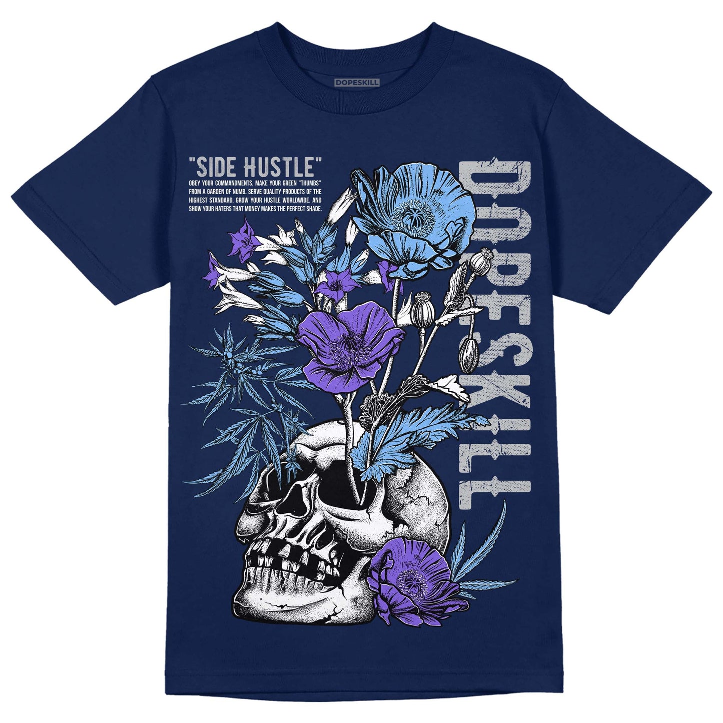 Midnight Navy 5s DopeSkill Navy T-Shirt Side Hustle Graphic
