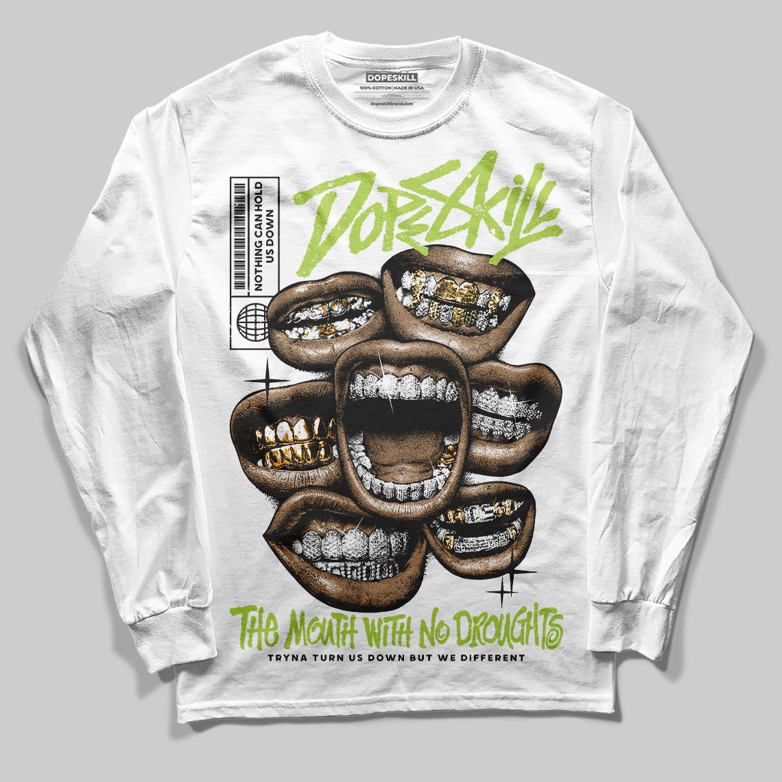 Bright Cactus 13s DopeSkill Long Sleeve T-Shirt The Mouth With No Droughts Graphic