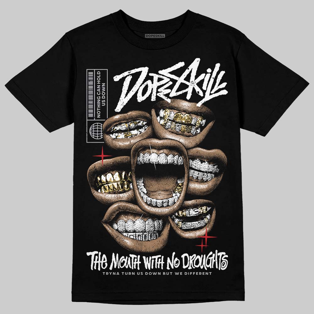 Black Metallic Reimagined 5s DopeSkill T-Shirt The Mouth With No Droughts Graphic