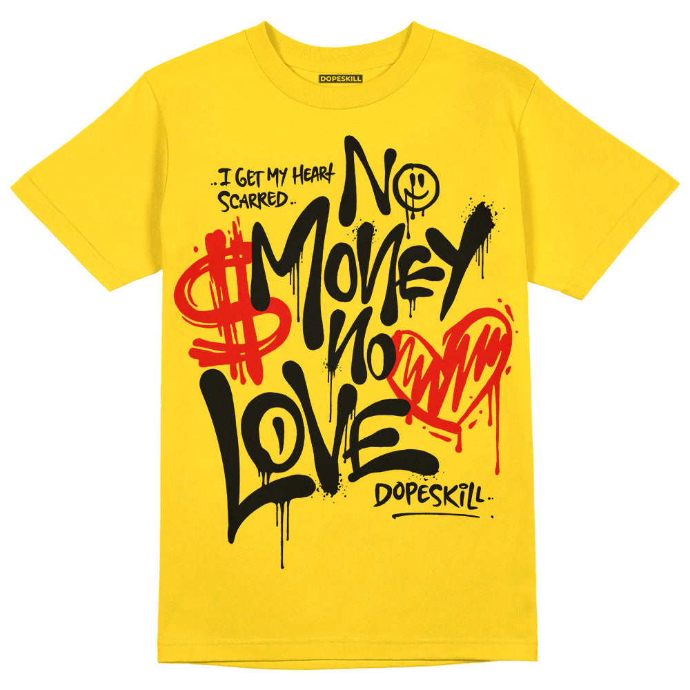 Black Tour Yellow AJ 4 Thunder DopeSkill Unisex T-Shirt No Money No Love Typo Graphic