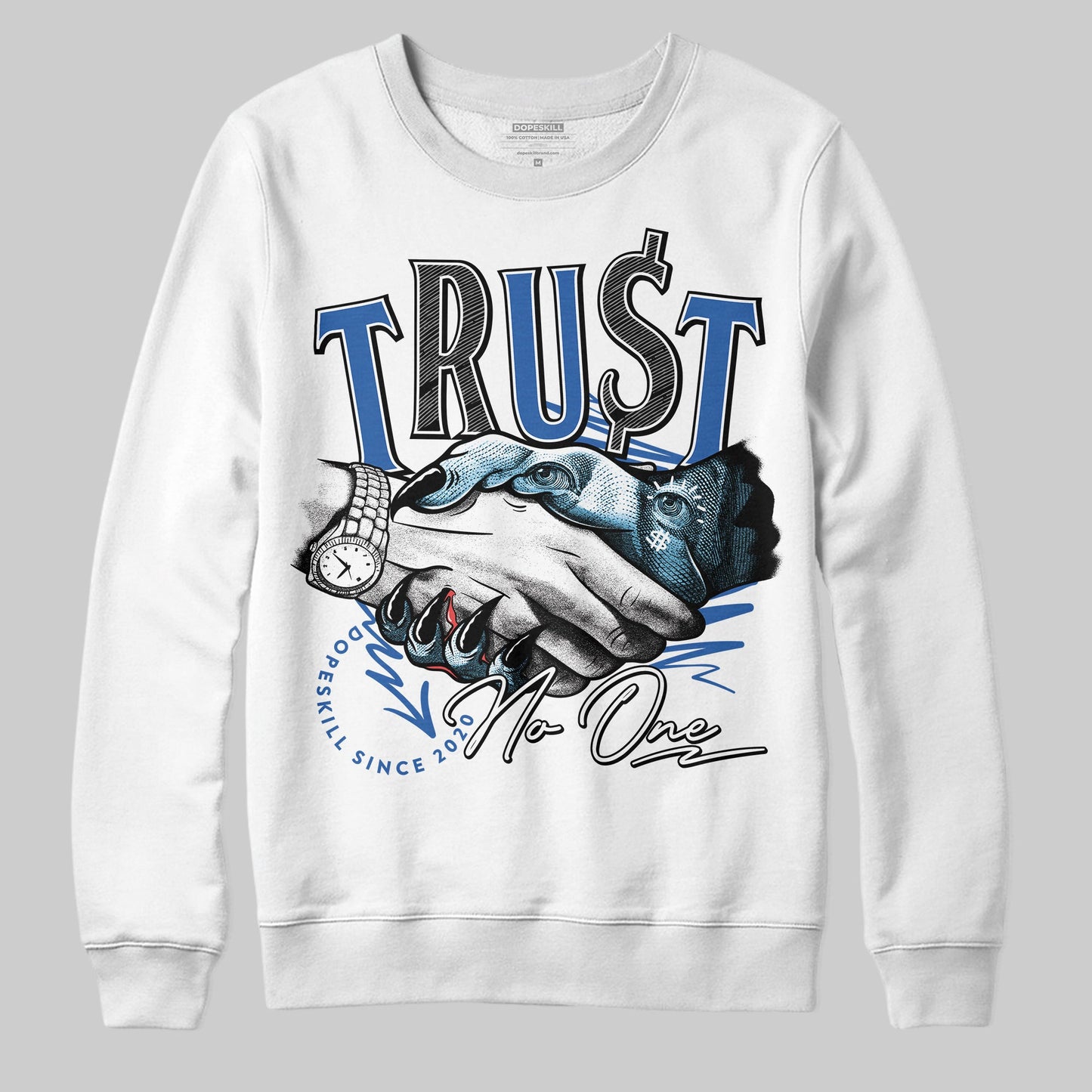 Blueberry 12s DopeSkill Sweatshirt Trust No One Graphic
