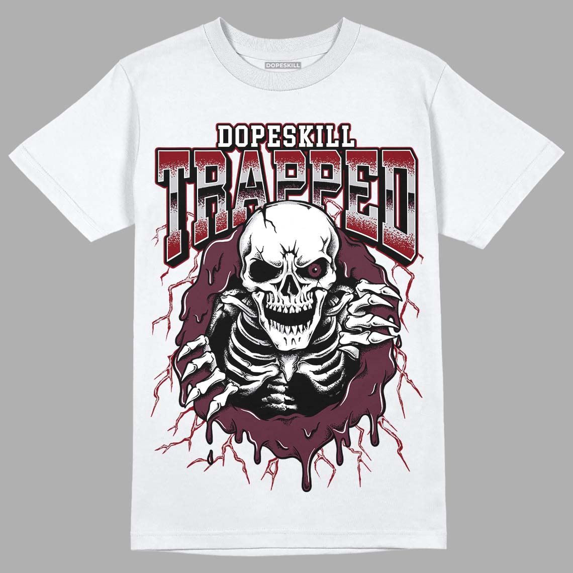 Burgundy 5s DopeSkill T-Shirt Trapped Halloween Graphic
