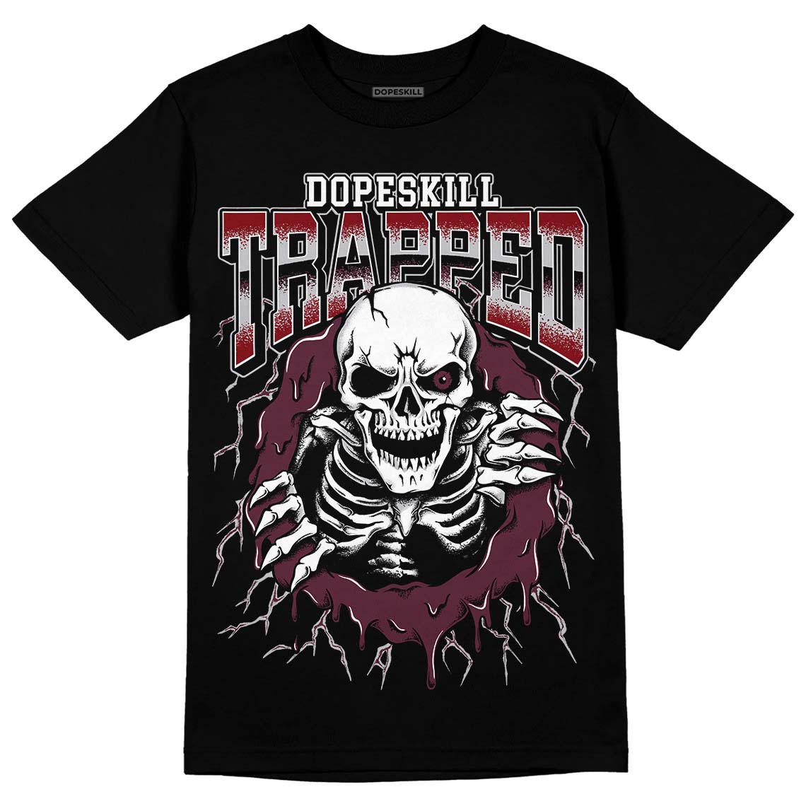 Burgundy 5s DopeSkill T-Shirt Trapped Halloween Graphic