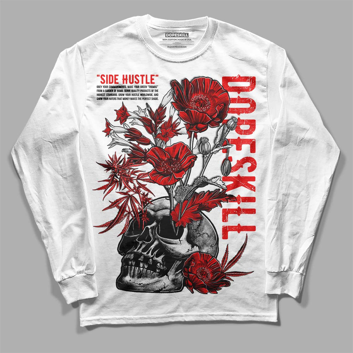 Cherry 12s DopeSkill Long Sleeve T-Shirt Side Hustle Graphic