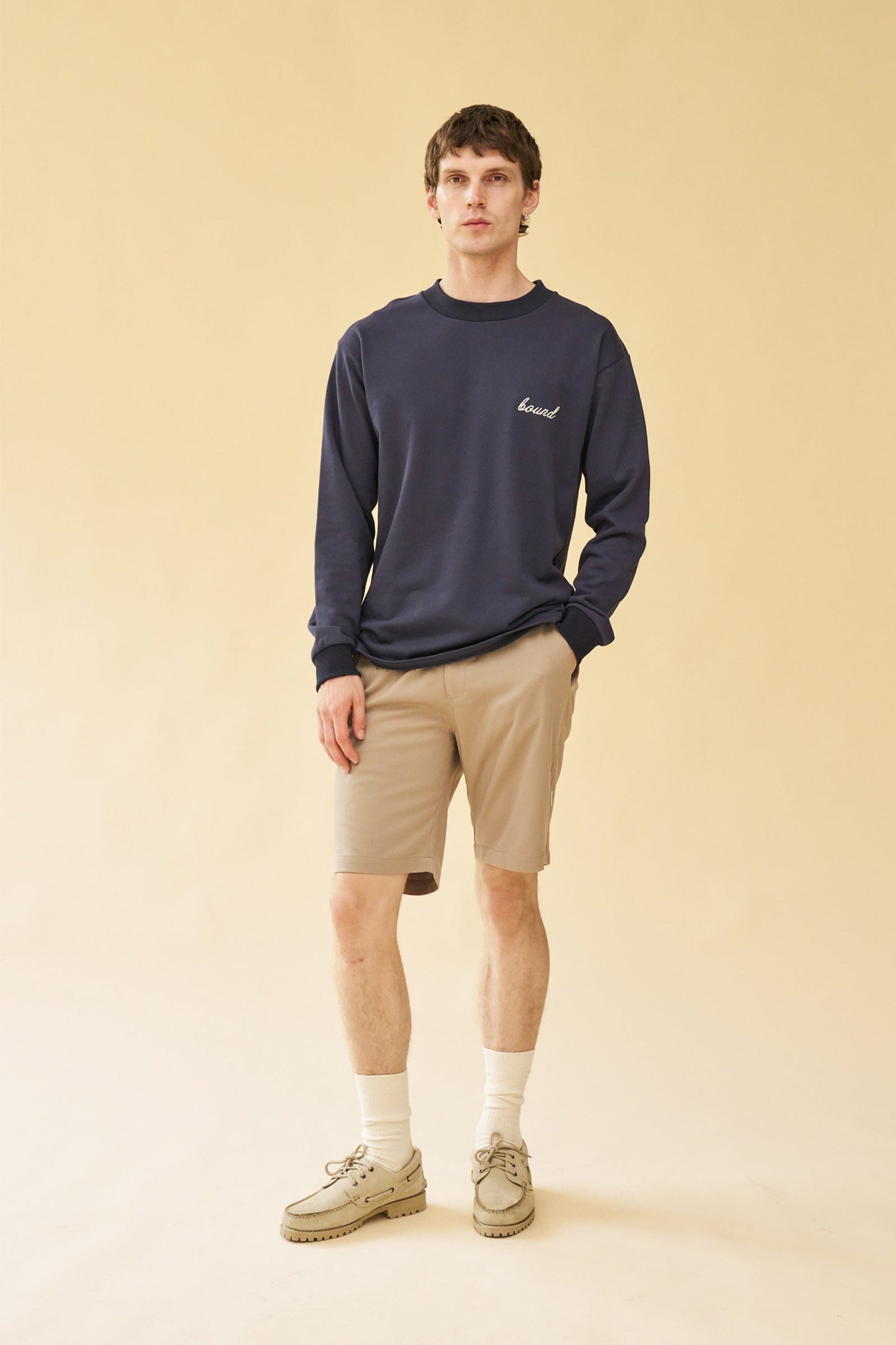 bound 'Script' Longsleeve Heavy Tee - Navy
