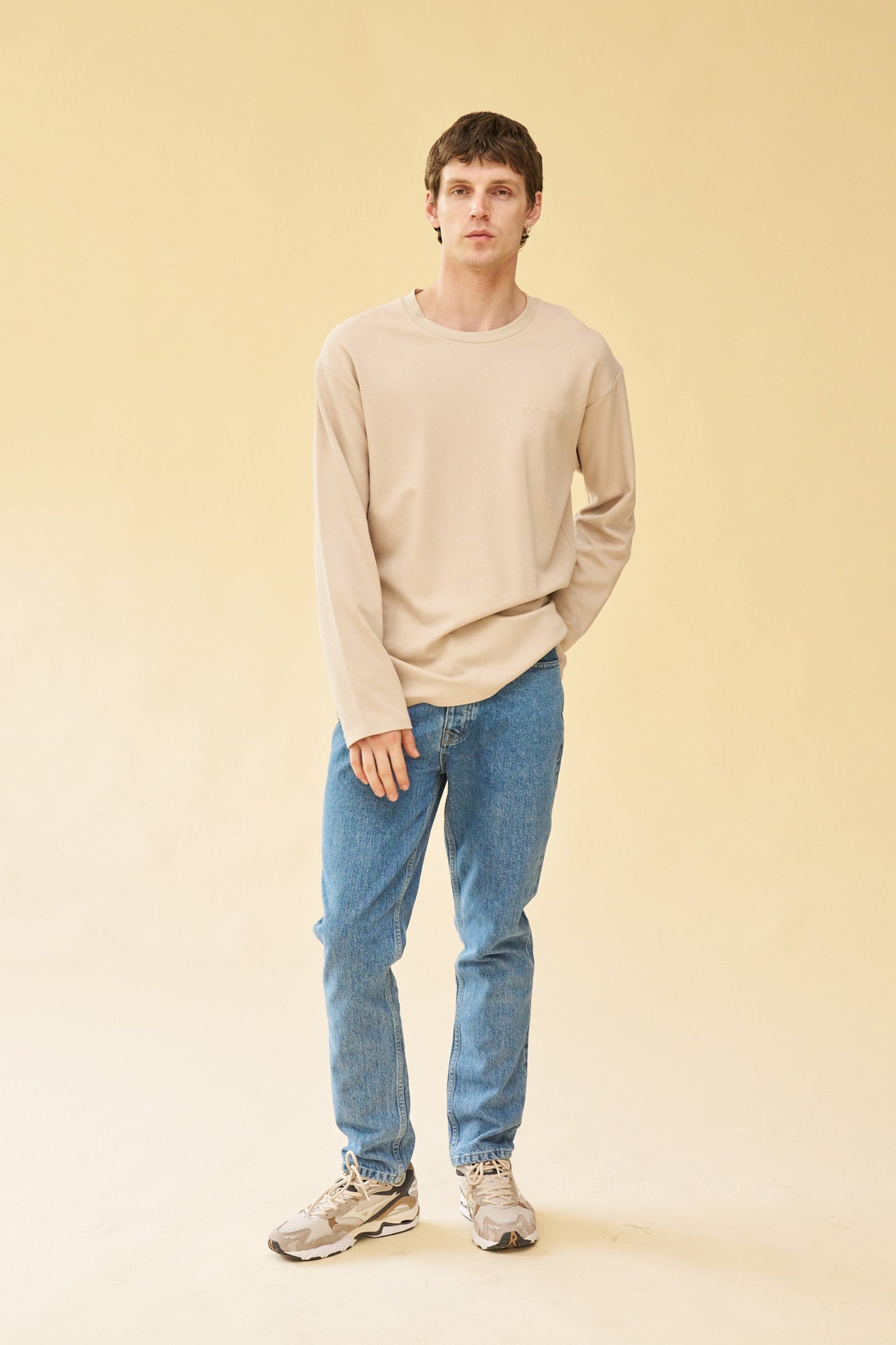 bound Longsleeve Waffle Tee - Oat