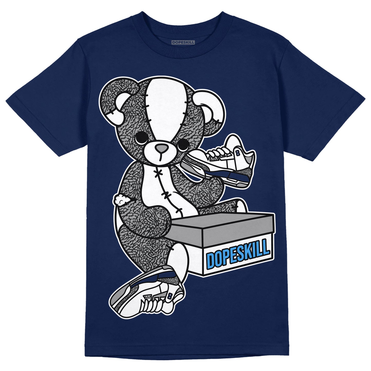 Midnight Navy 3s DopeSkill Navy T-shirt Sneakerhead BEAR Graphic