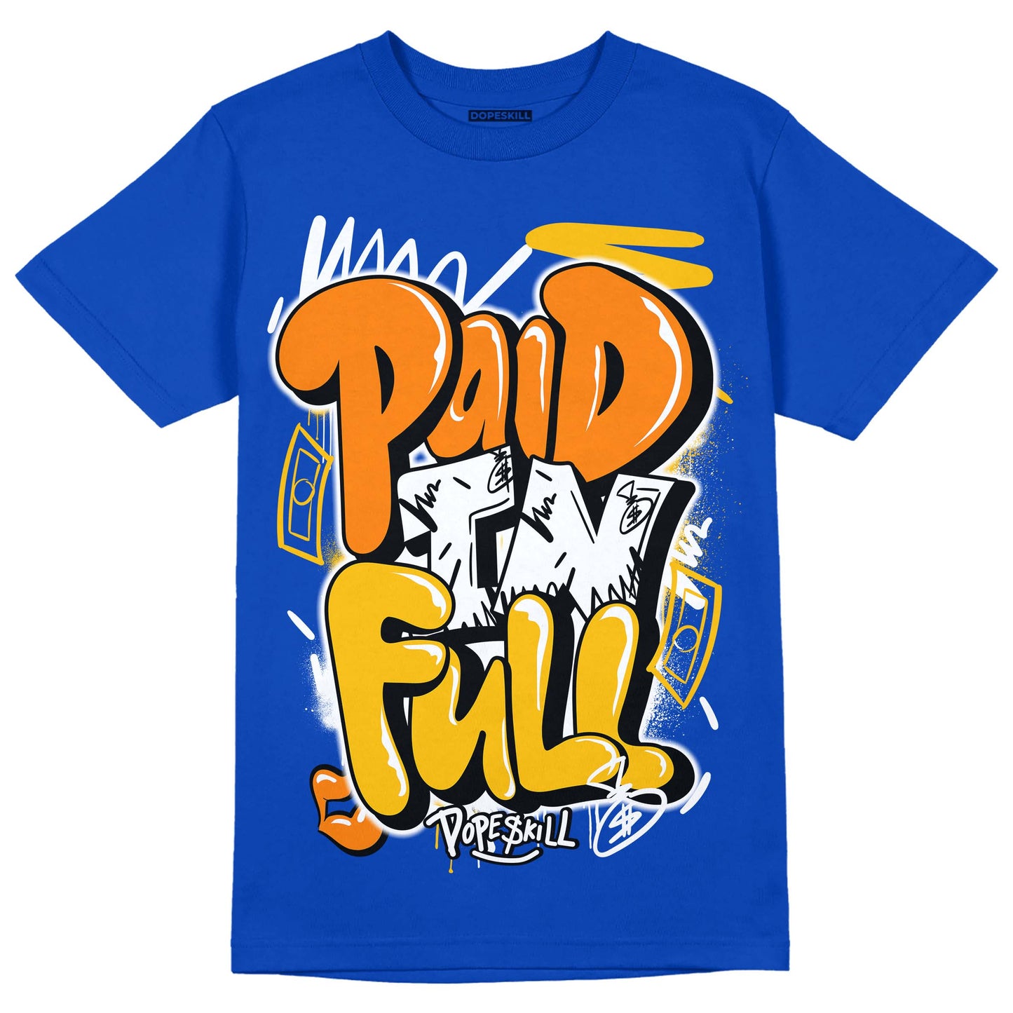 Royal Blue Collection DopeSkill Royal Blue T-shirt New Paid In Full Graphic