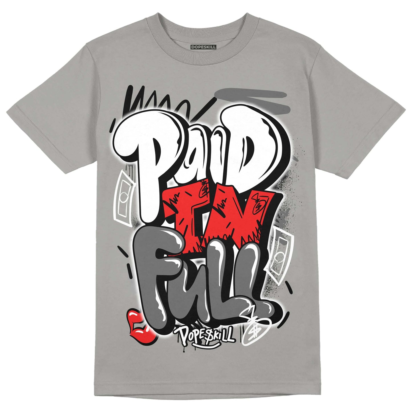 Grey Collection DopeSkill Grey T-shirt New Paid In Full Graphic