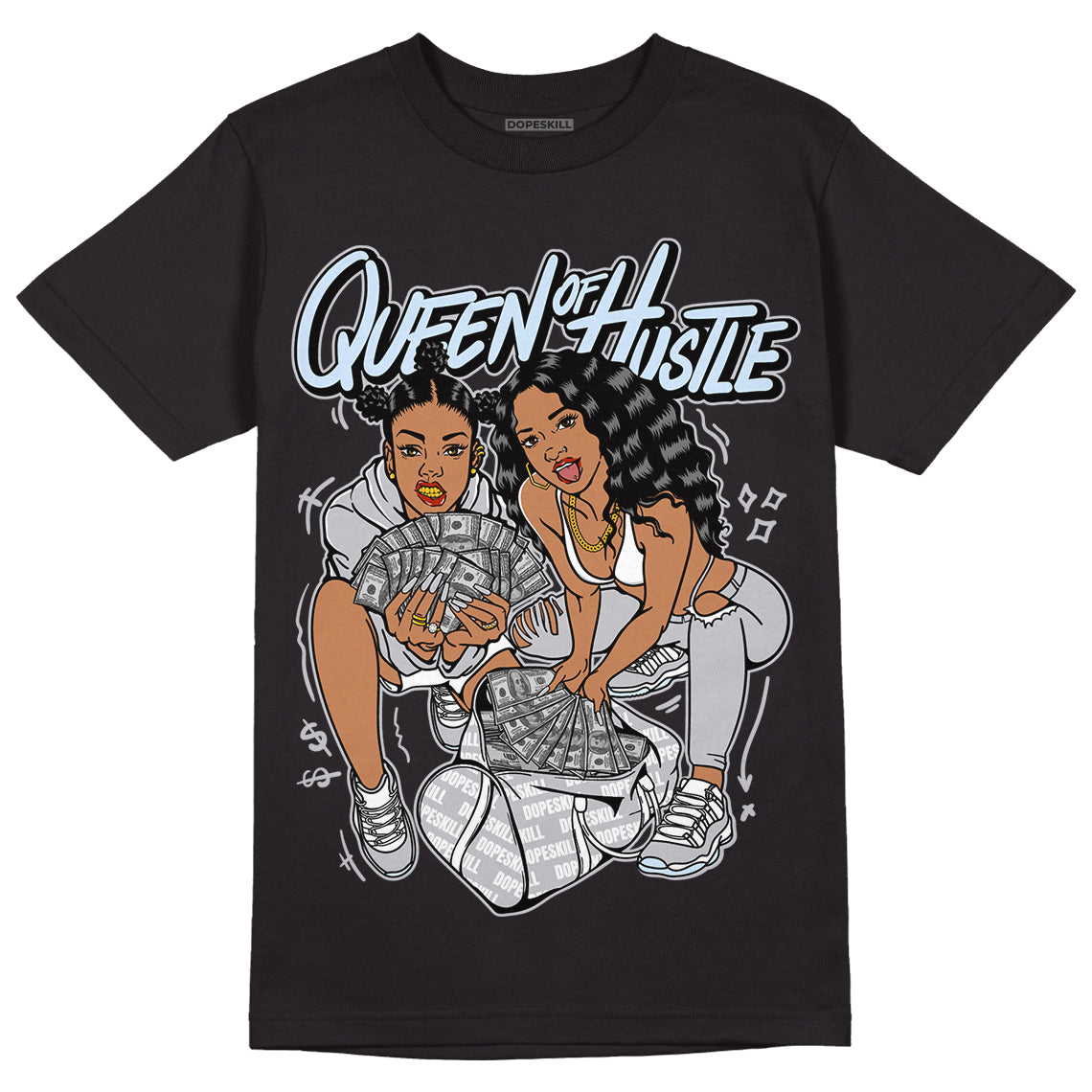 Cement Grey 11s DopeSkill T-Shirt Queen Of Hustle Graphic