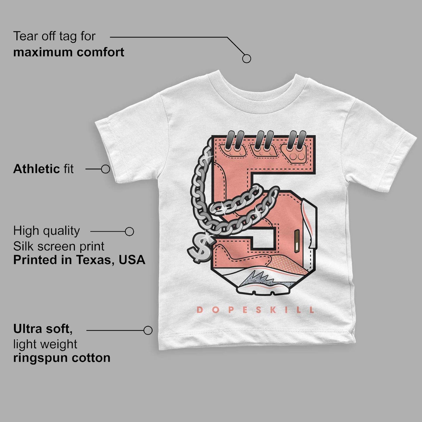 Crimson Bliss 5s DopeSkill Toddler Kids T-shirt No.5 Graphic