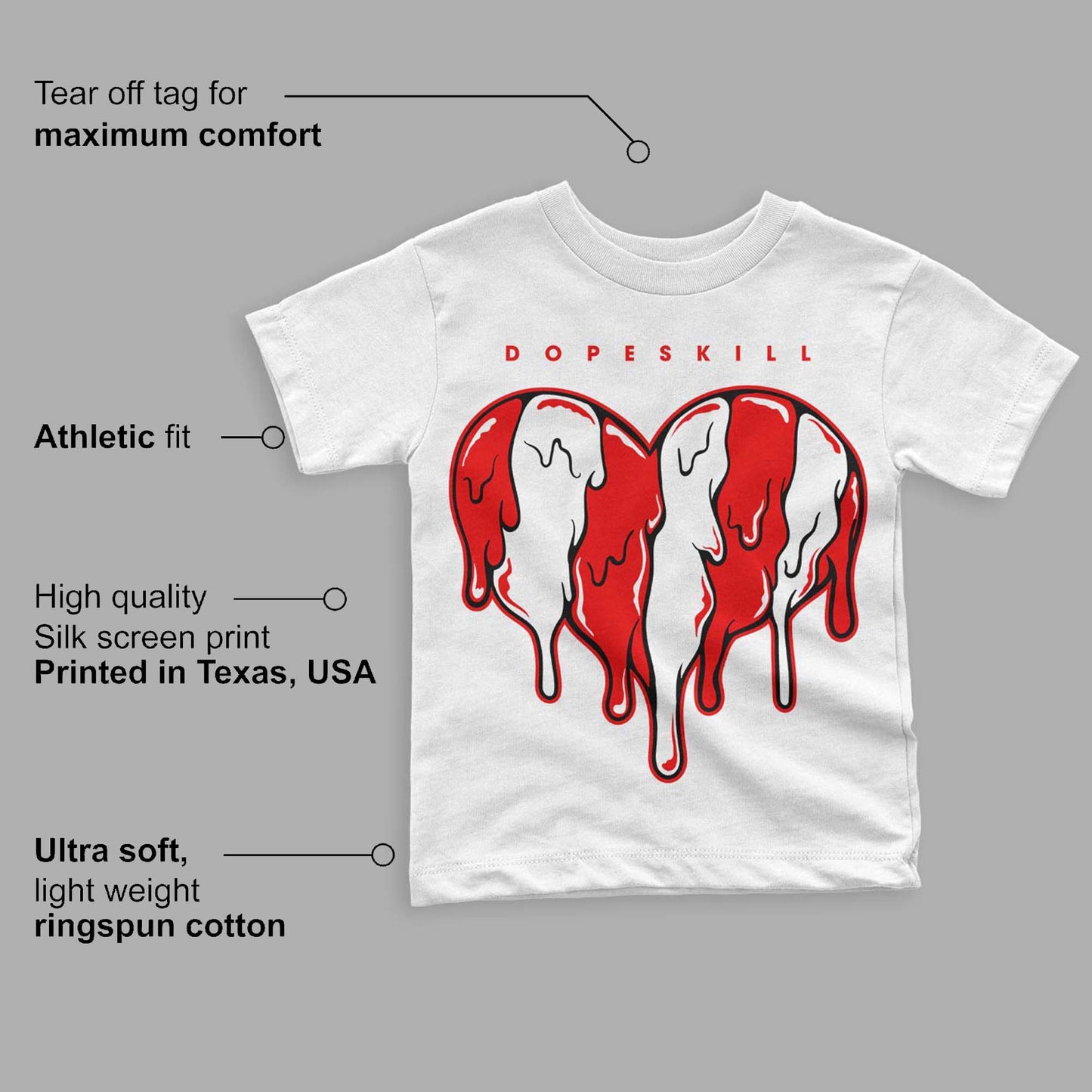 Cherry 11s  DopeSkill Toddler Kids T-shirt Slime Drip Heart Graphic