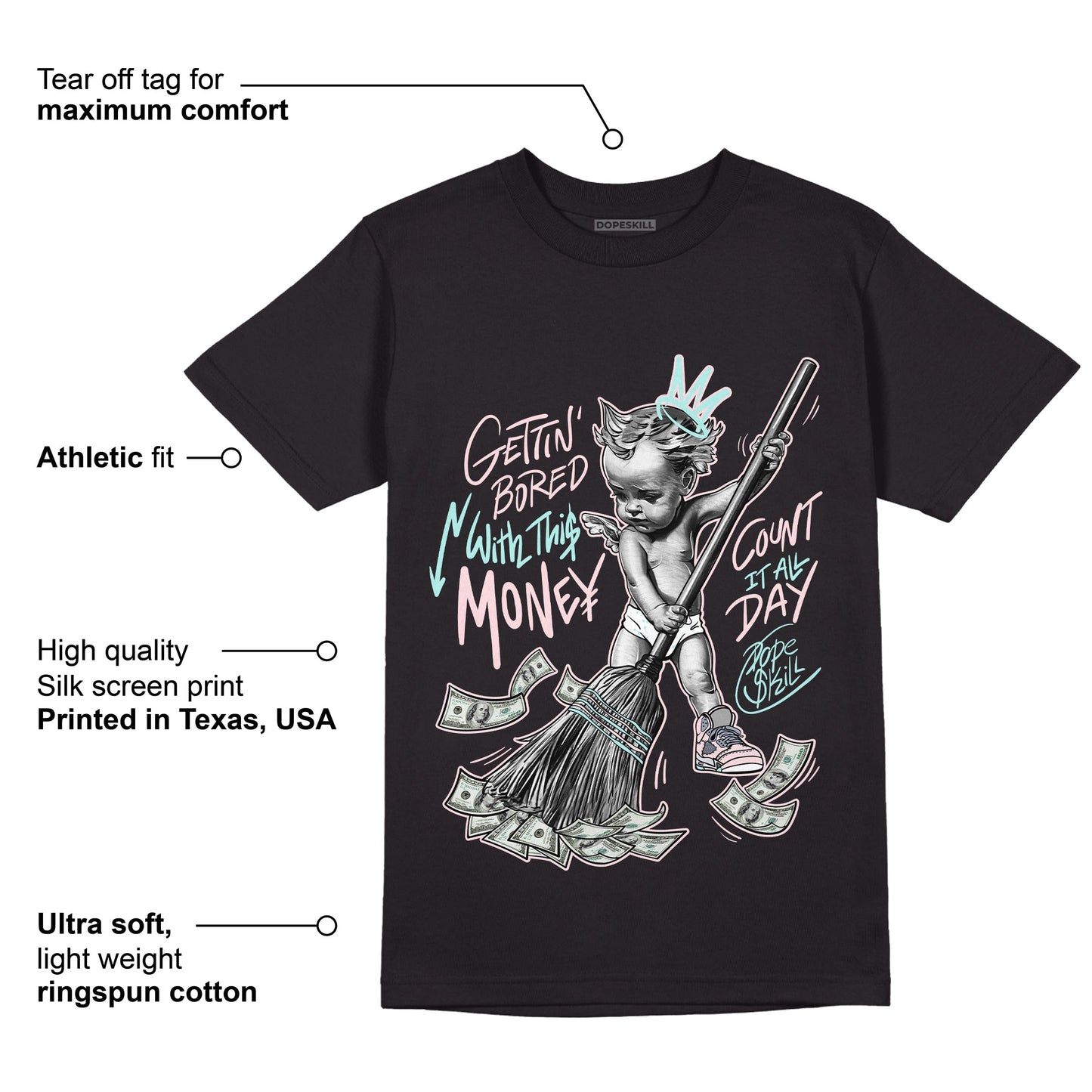 AJ 5 Easter DopeSkill T-Shirt Gettin Bored With This Money Graphic