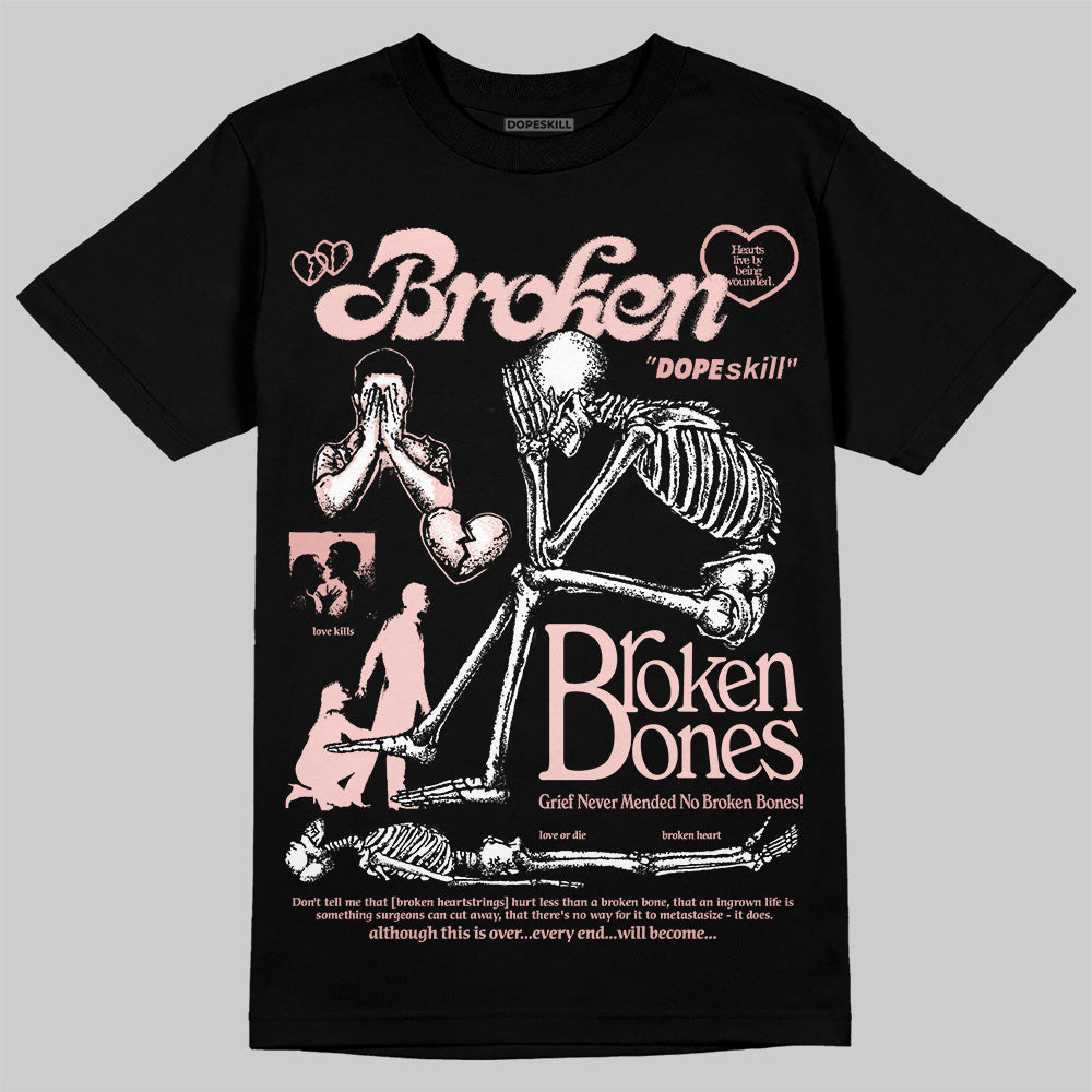 Leather Curb Glitter Pale Pink DopeSkill T-Shirt Broken Bones Graphic