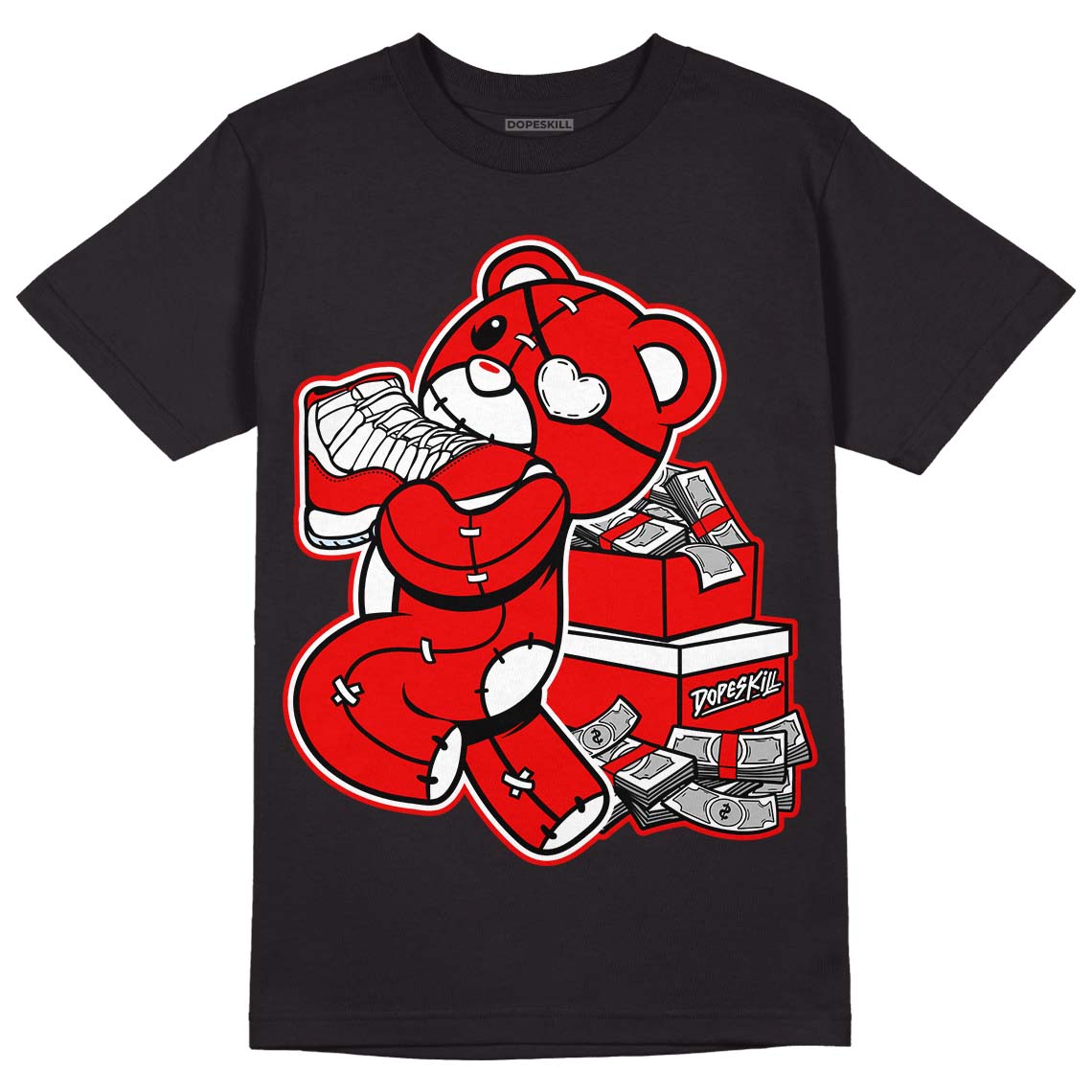 Cherry 11s DopeSkill T-Shirt Bear Steals Sneaker Graphic