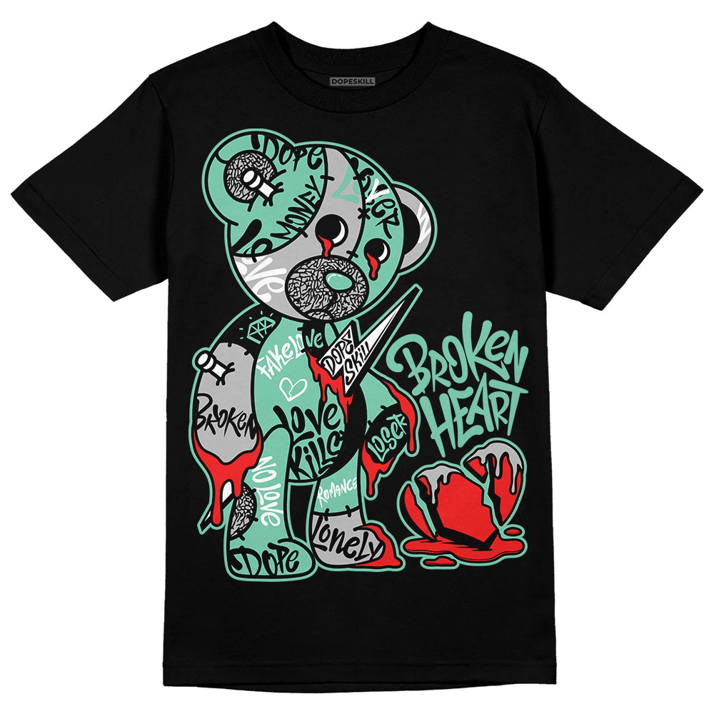 Green Glow 3s DopeSkill T-Shirt Broken Heart Graphic