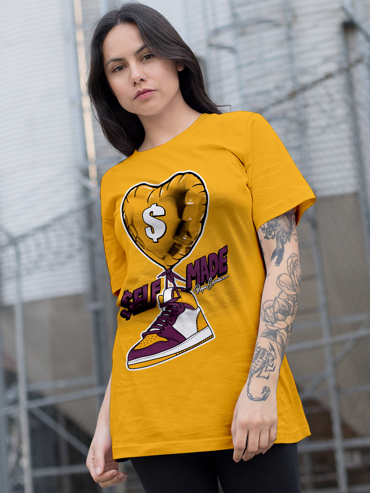 AJ 1 Retro High OG Brotherhood DopeSkill University Gold T-shirt Self Made Graphic