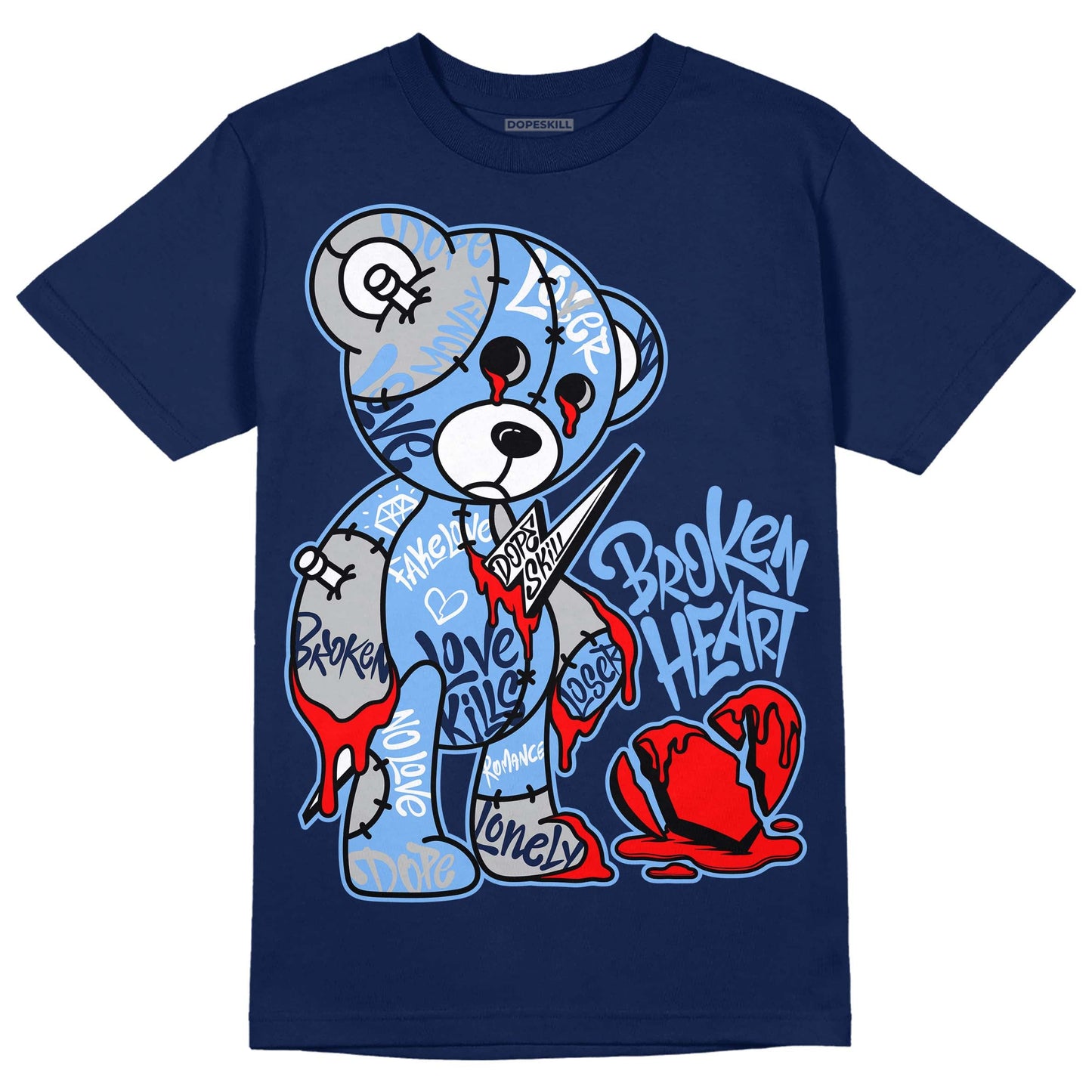 Midnight Navy 5s DopeSkill Navy T-Shirt Broken Heart Graphic