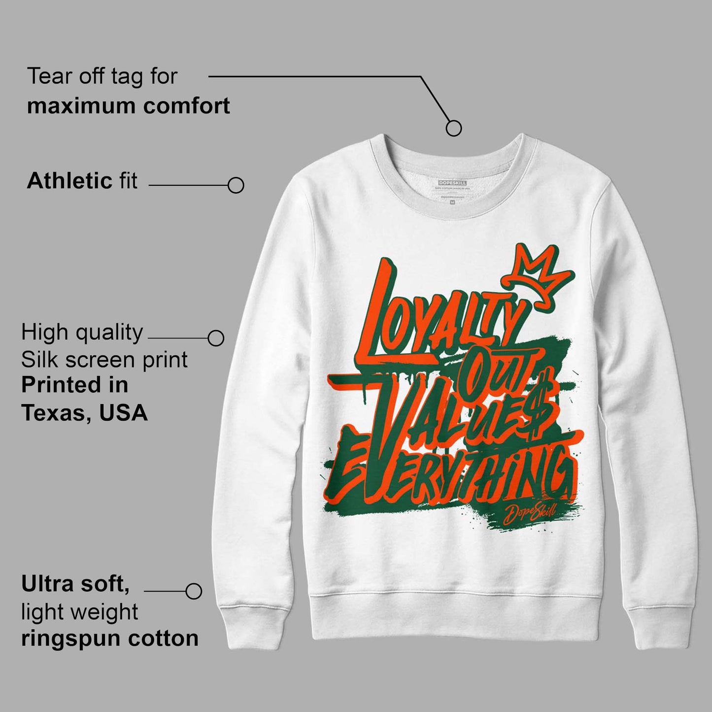 Dunk Low Team Dark Green Orange DopeSkill Sweatshirt LOVE Graphic