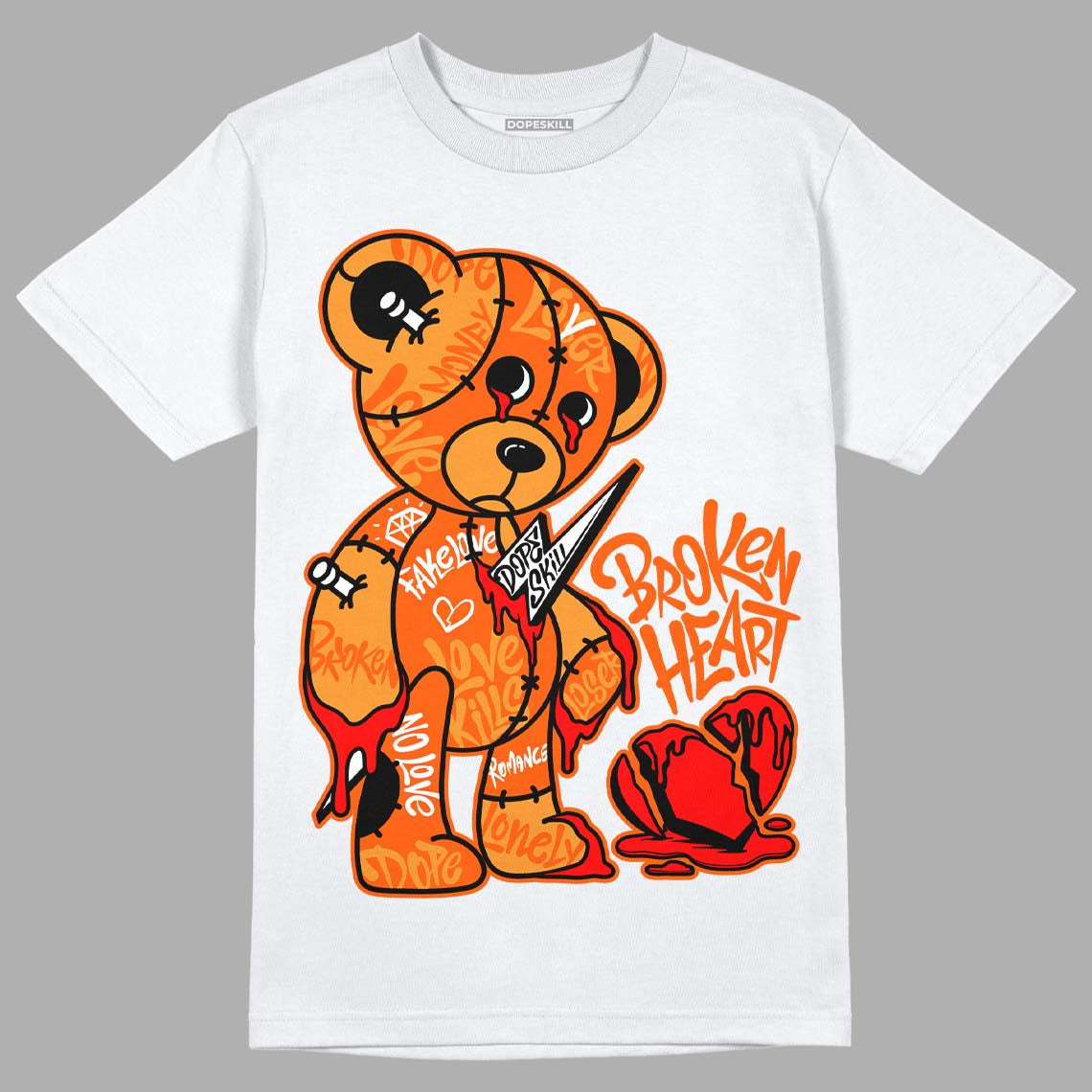 Brilliant Orange 12s DopeSkill T-Shirt Broken Heart Graphic