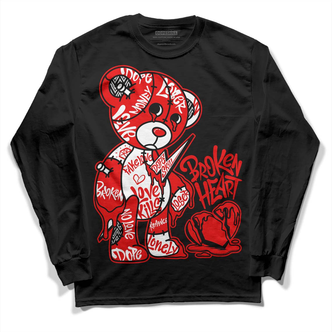 Cherry 12s DopeSkill Long Sleeve T-Shirt Broken Heart Graphic