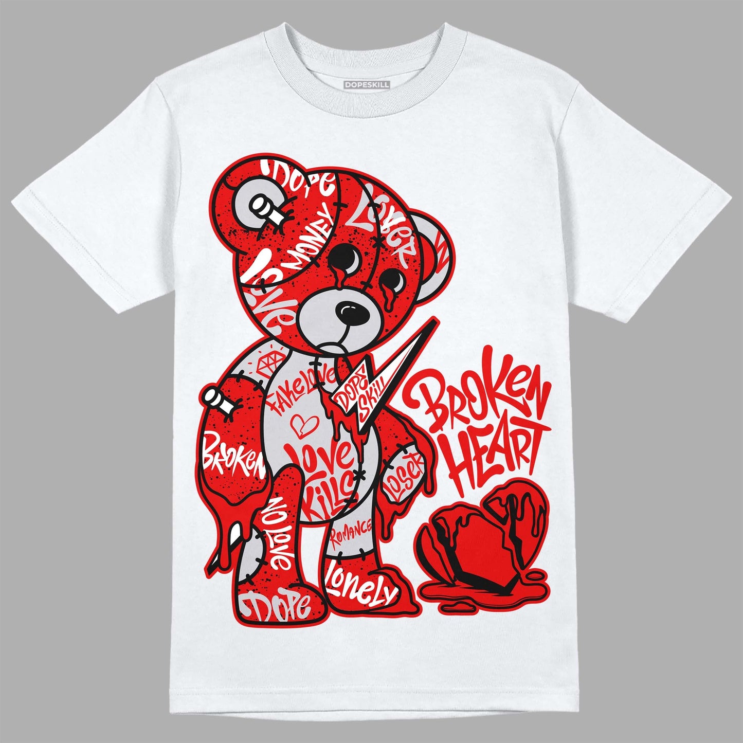 Red Cement 4S DopeSkill T-Shirt Broken Heart Graphic