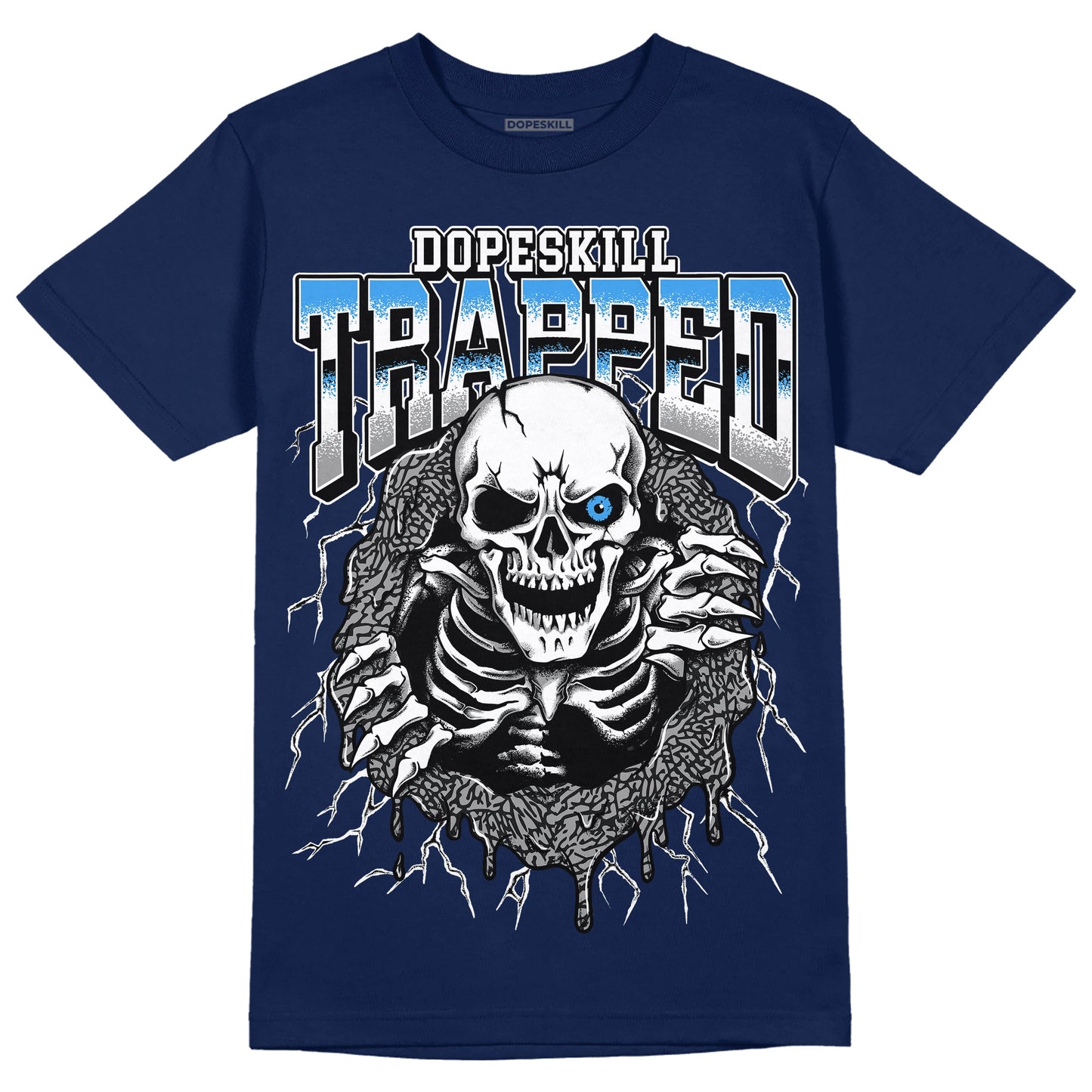 Midnight Navy 3s DopeSkill Navy T-shirt Trapped Halloween Graphic