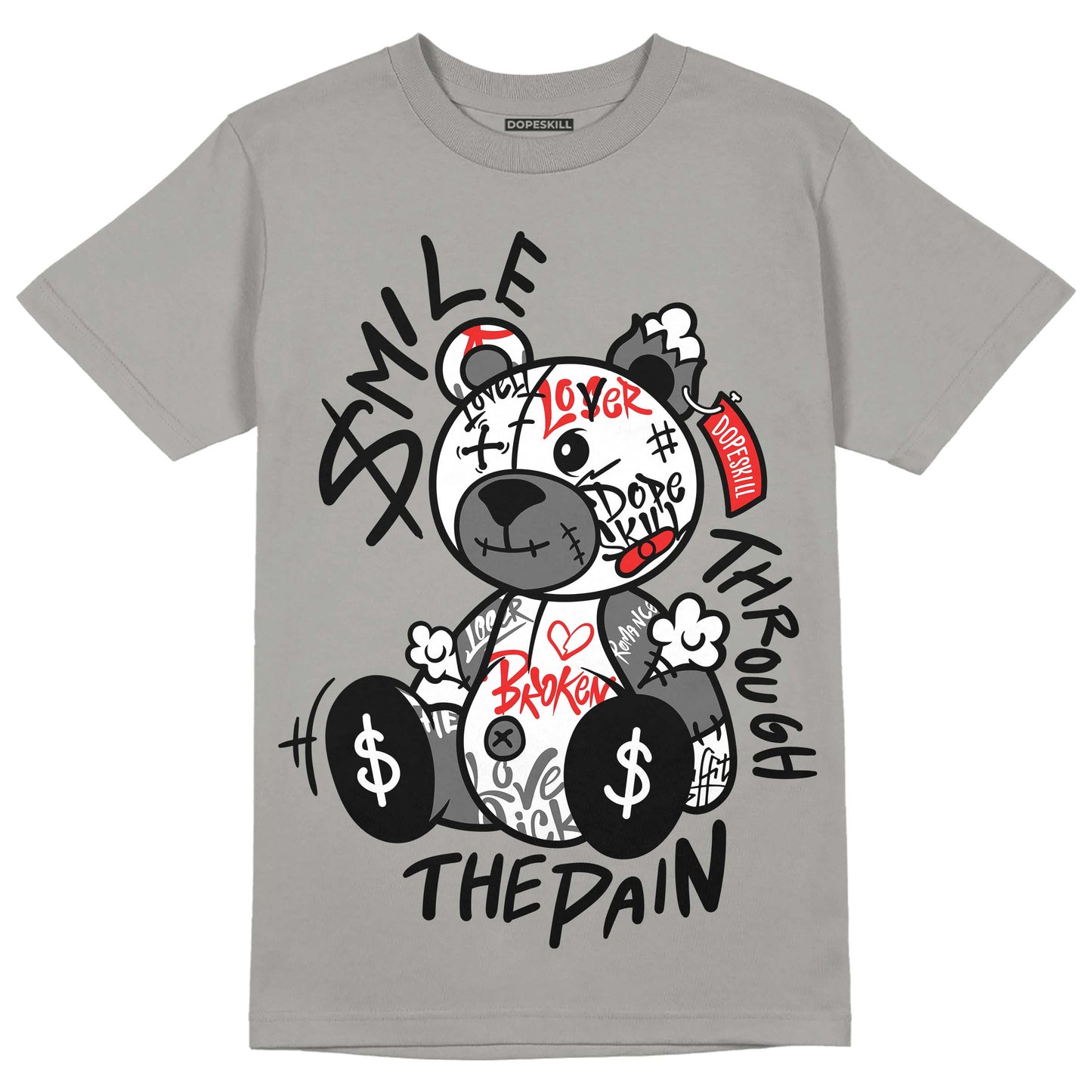 Grey Collection DopeSkill Grey T-shirt Smile Through The Pain Graphic