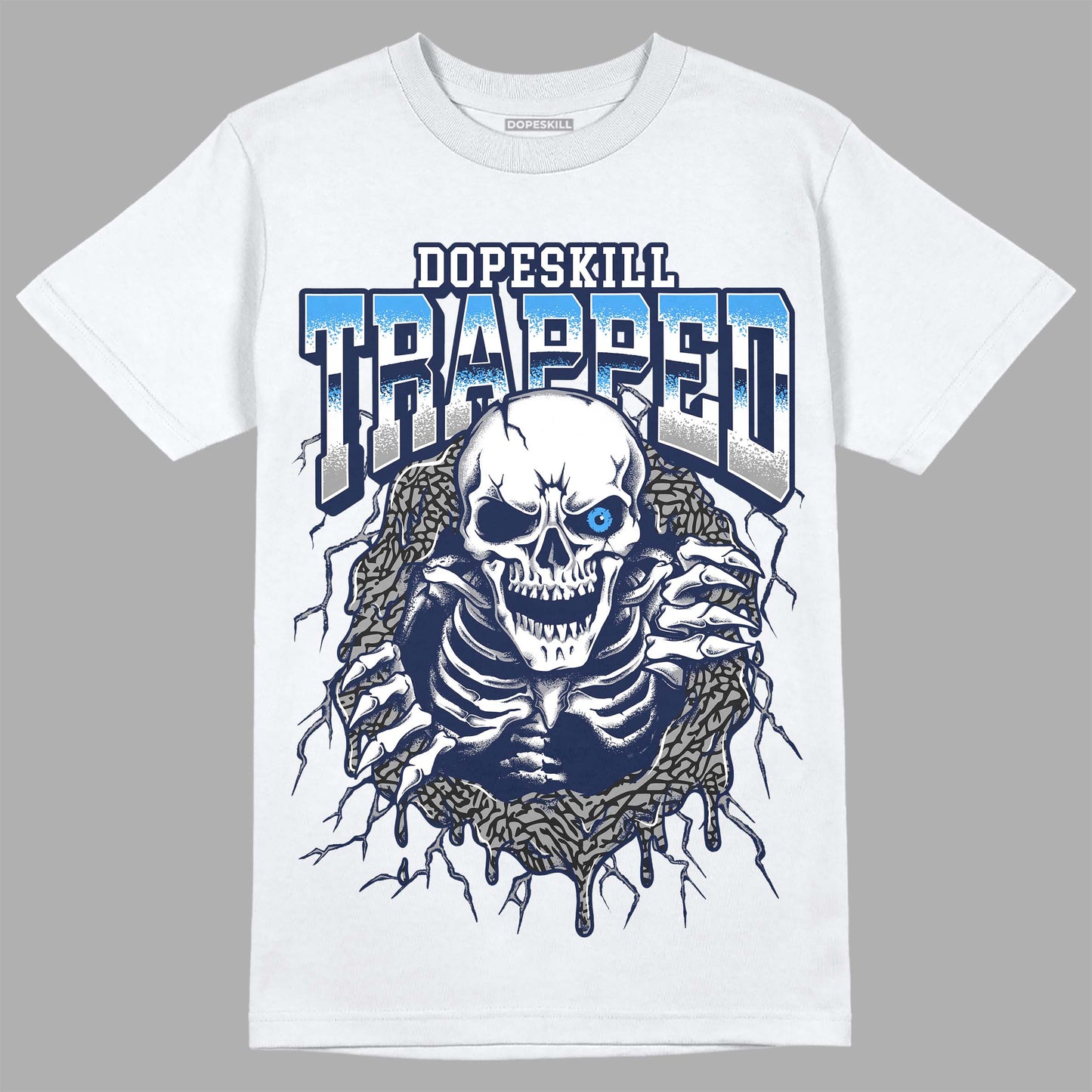 Midnight Navy 3s DopeSkill T-Shirt Trapped Halloween Graphic