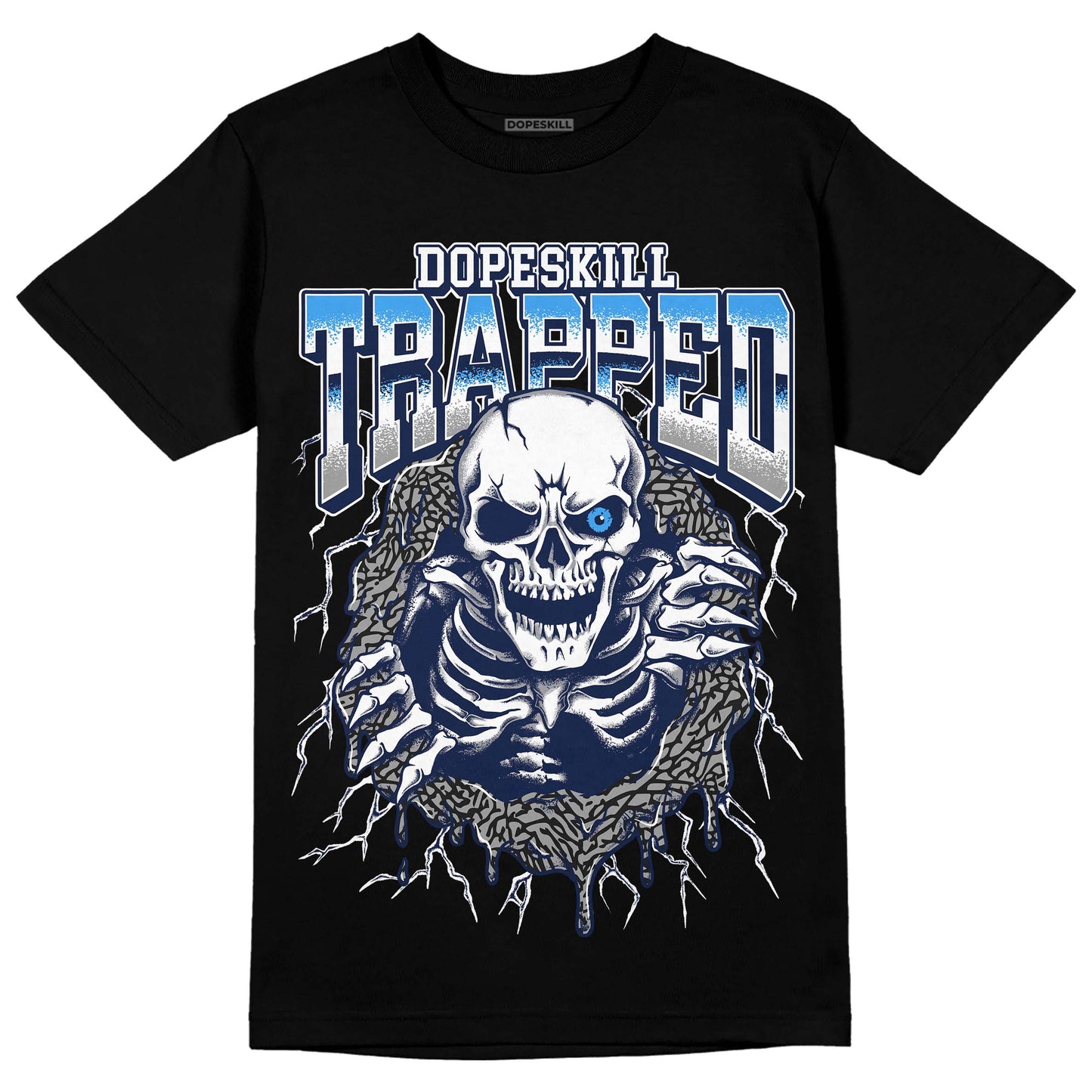 Midnight Navy 3s DopeSkill T-Shirt Trapped Halloween Graphic