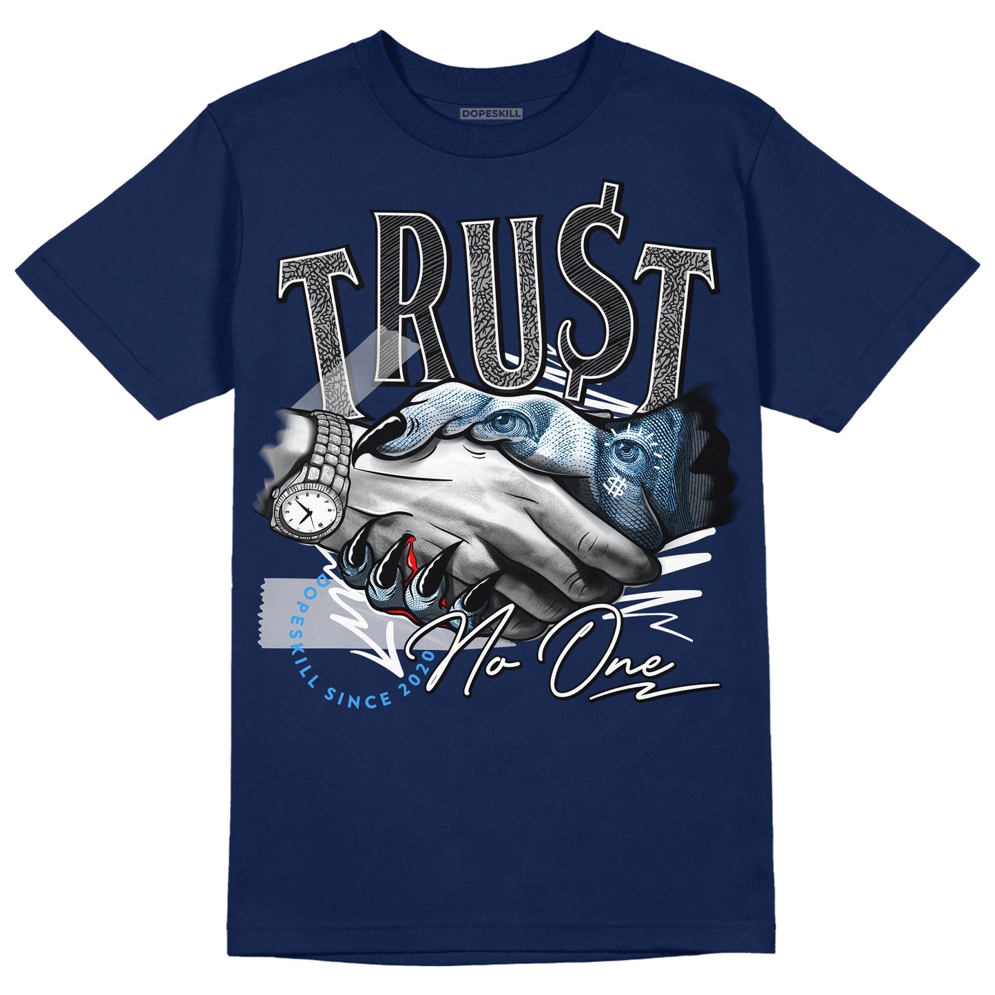 Midnight Navy 3s DopeSkill Navy T-shirt Trust No One Graphic