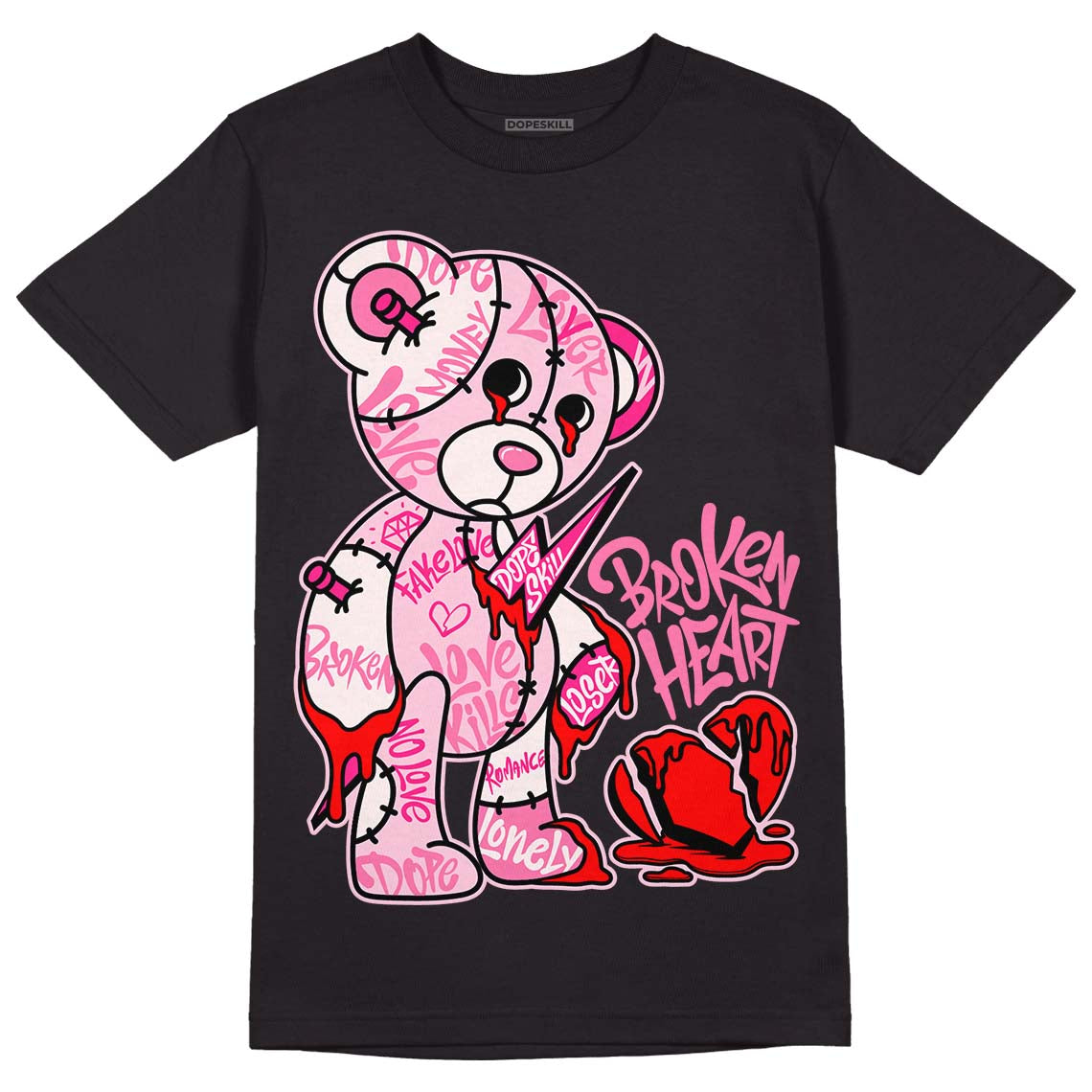 Dunk Low Pink Foam DopeSkill T-Shirt Broken Heart Graphic