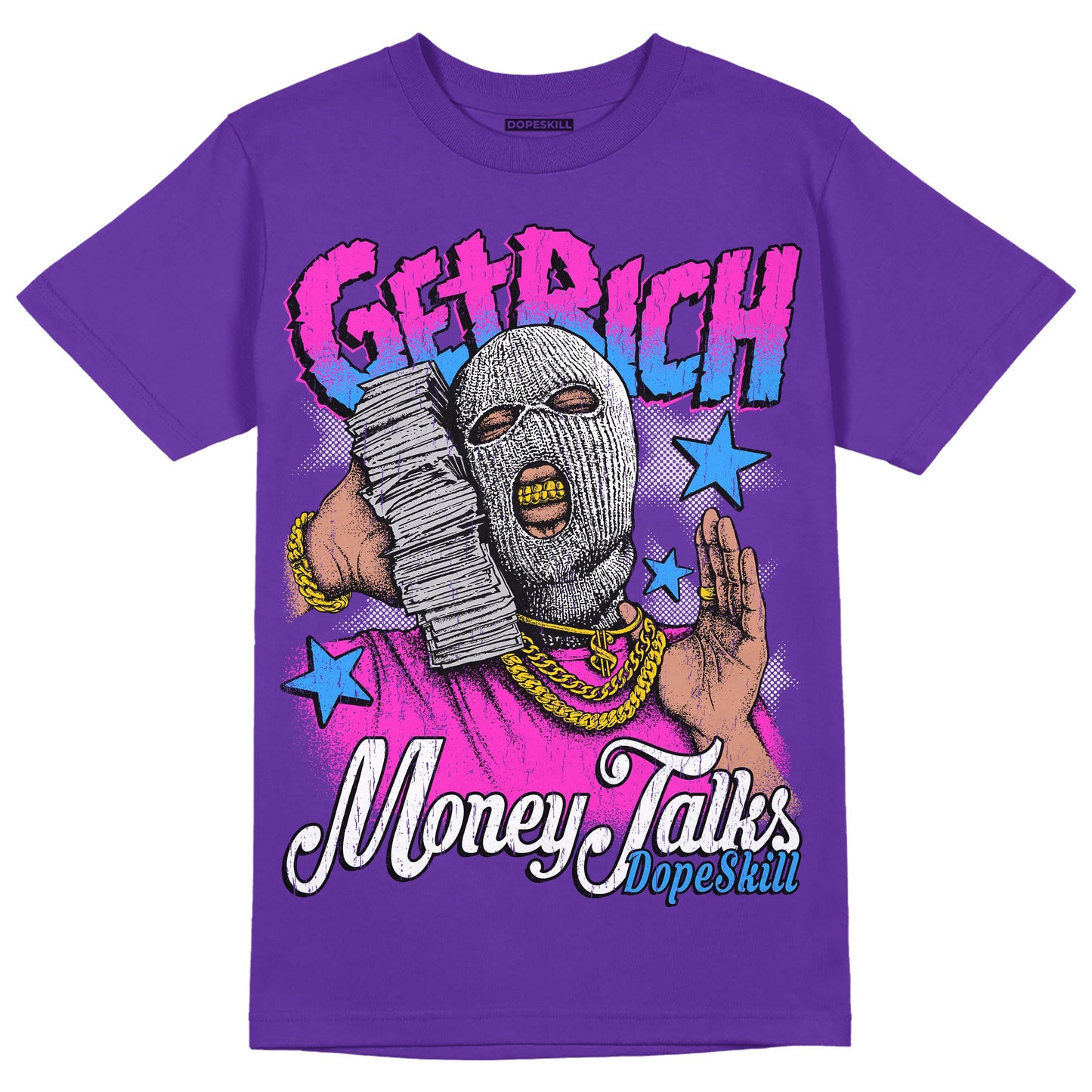 PURPLE Collection DopeSkill Purple T-shirt Get Rich Graphic