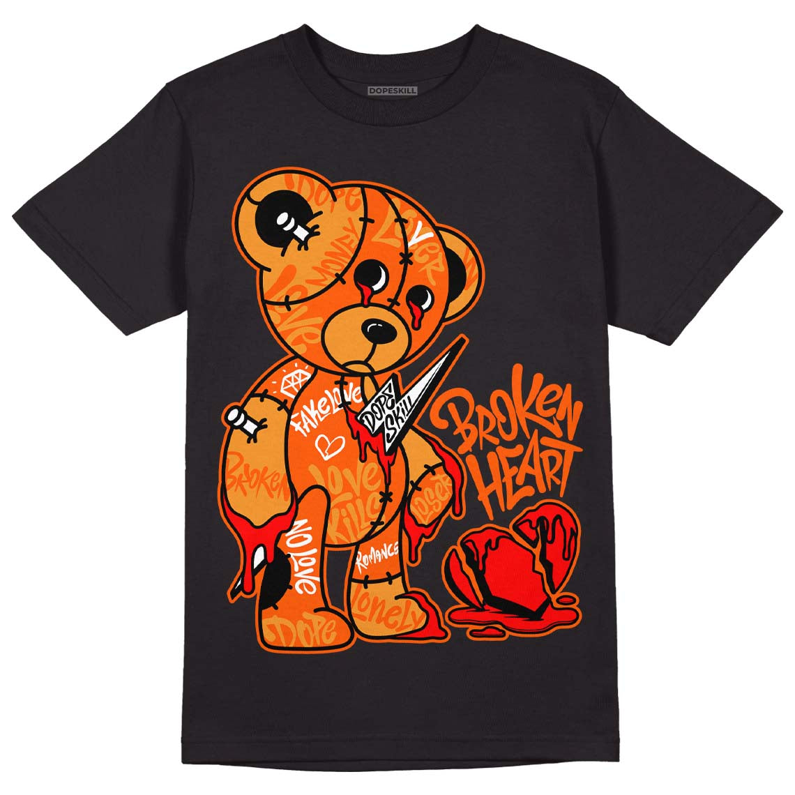 Brilliant Orange 12s DopeSkill T-Shirt Broken Heart Graphic