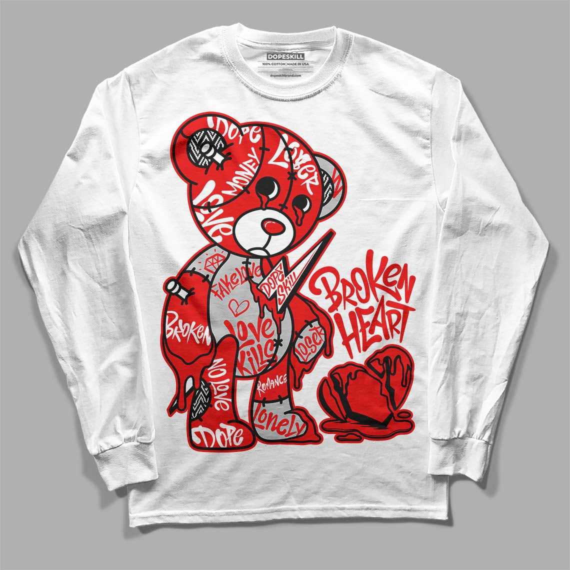 Cherry 12s DopeSkill Long Sleeve T-Shirt Broken Heart Graphic