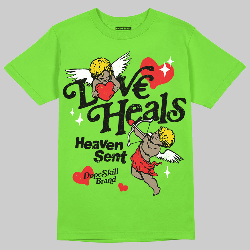Neon Green Collection DopeSkill T-Shirt New Love Heals Graphic