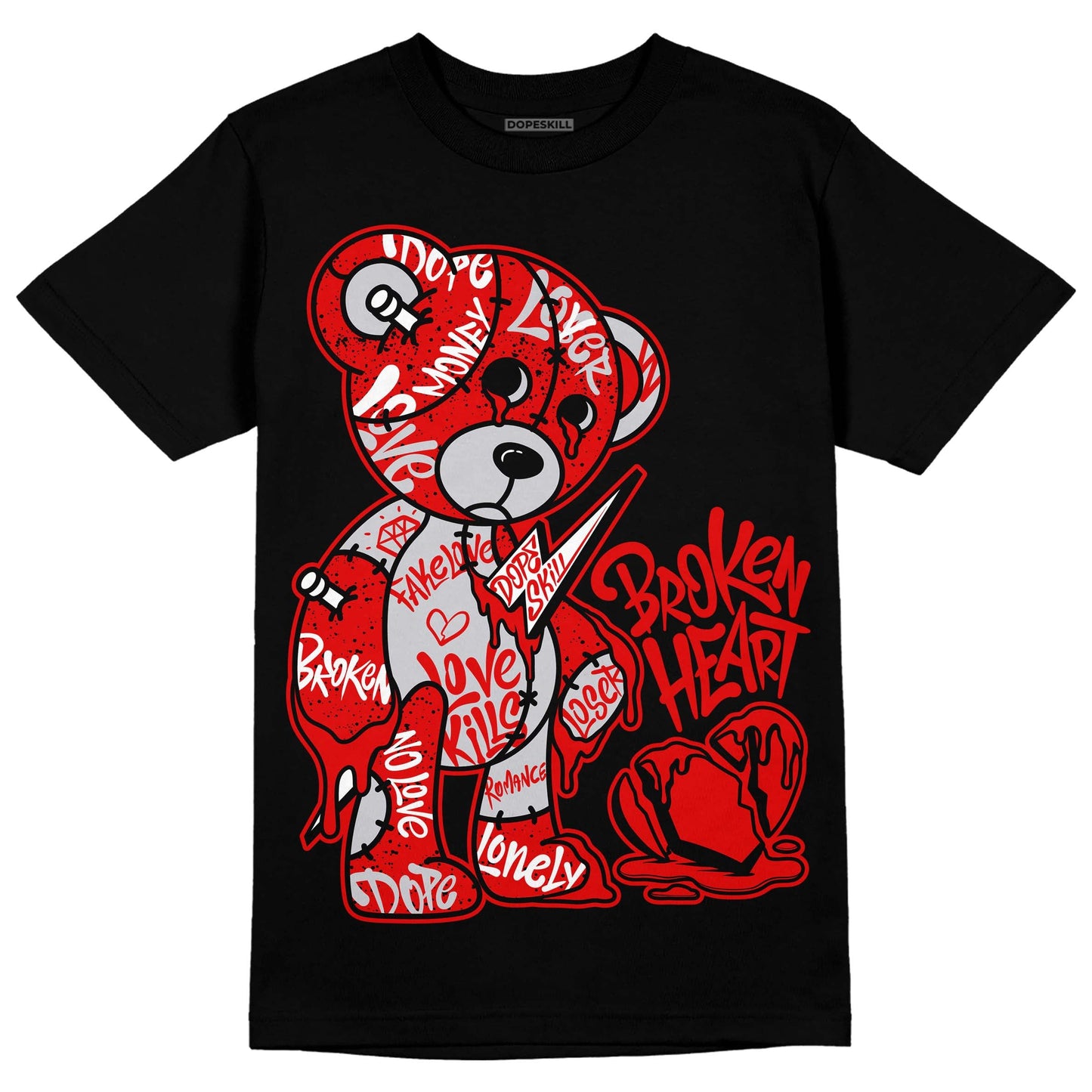 Red Cement 4S DopeSkill T-Shirt Broken Heart Graphic