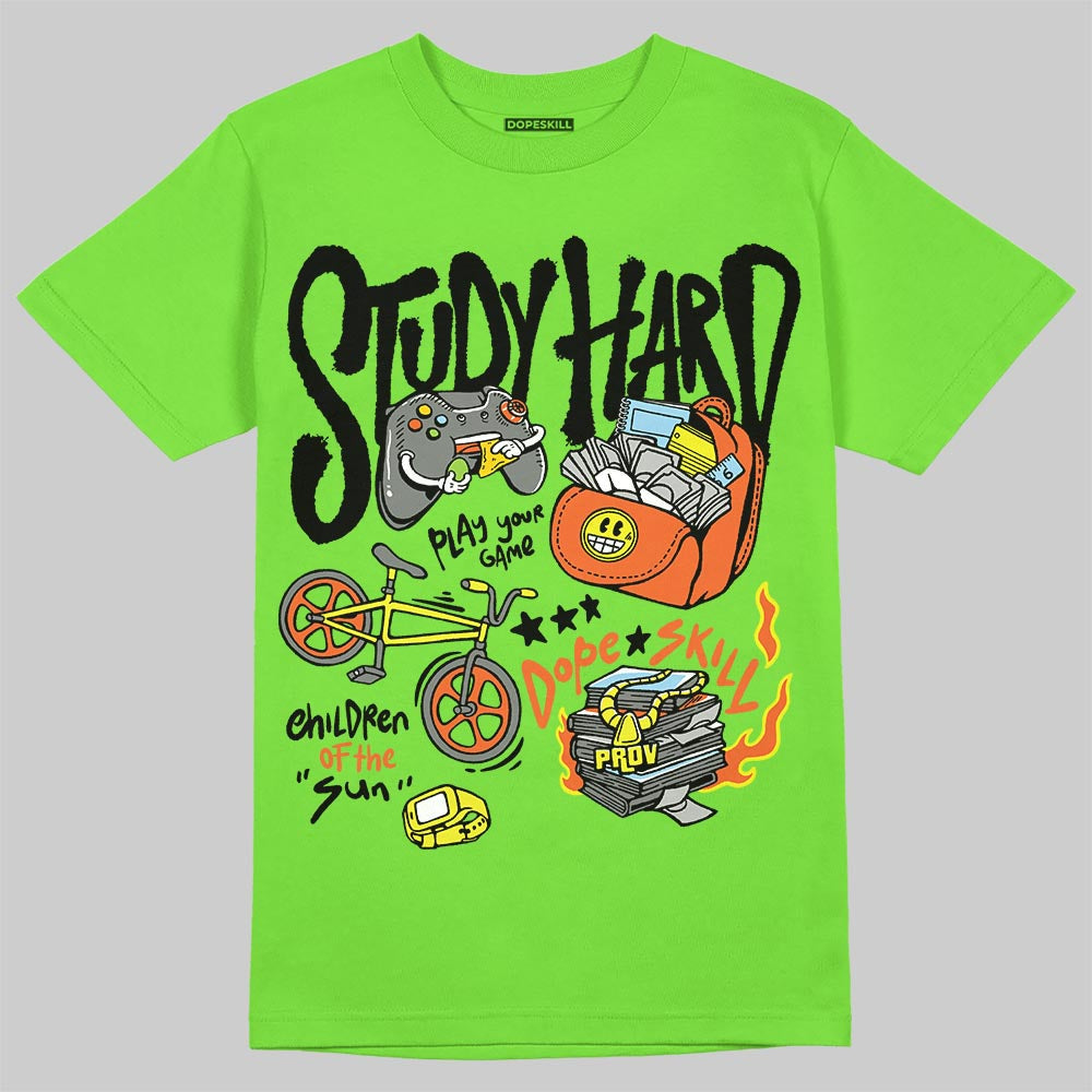 Neon Green Collection DopeSkill T-Shirt Study Hard Graphic