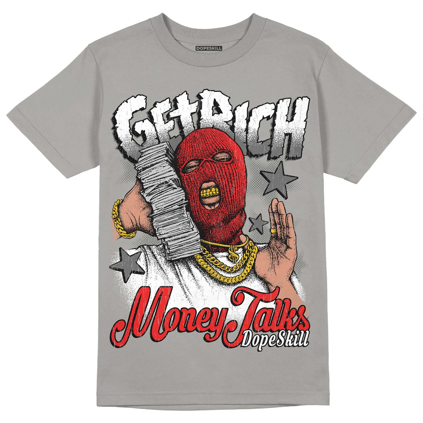Grey Collection DopeSkill Grey T-shirt Get Rich Graphic