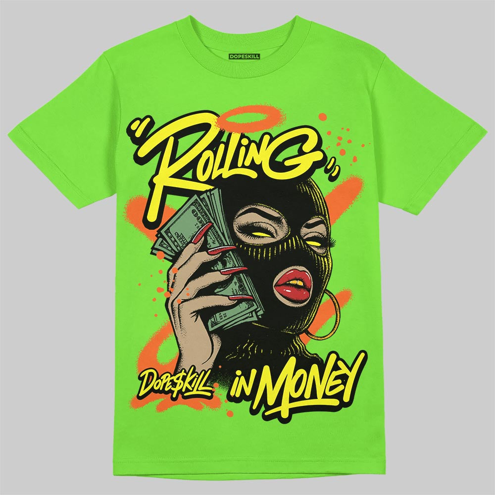 Neon Green Collection DopeSkill T-Shirt Rolling in Money Graphic