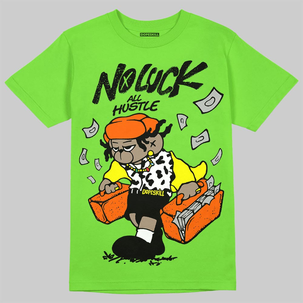 Neon Green Collection DopeSkill T-Shirt No Luck, All Hustle Graphic