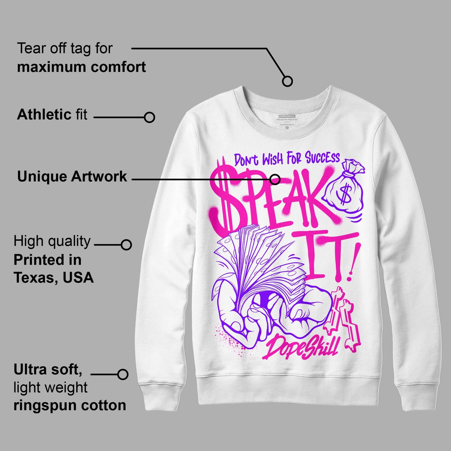 Dunk Active Fuchsia DopeSkill Sweatshirt Speak It Graphic