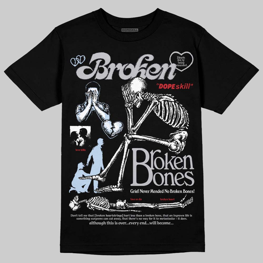 Black Metallic Reimagined 5s DopeSkill T-Shirt Broken Bones Graphic
