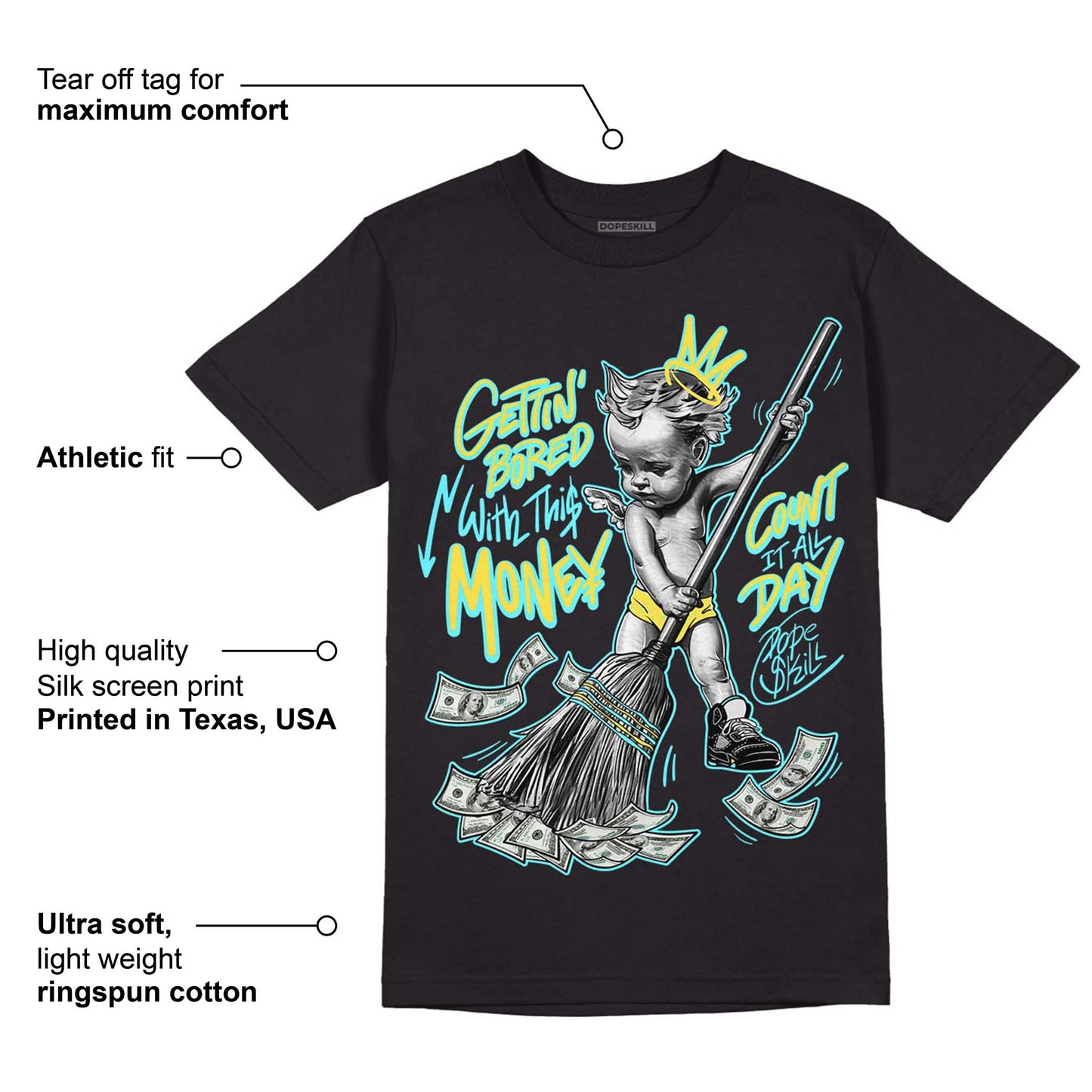 Aqua 5s DopeSkill T-Shirt Gettin Bored With This Money Graphic
