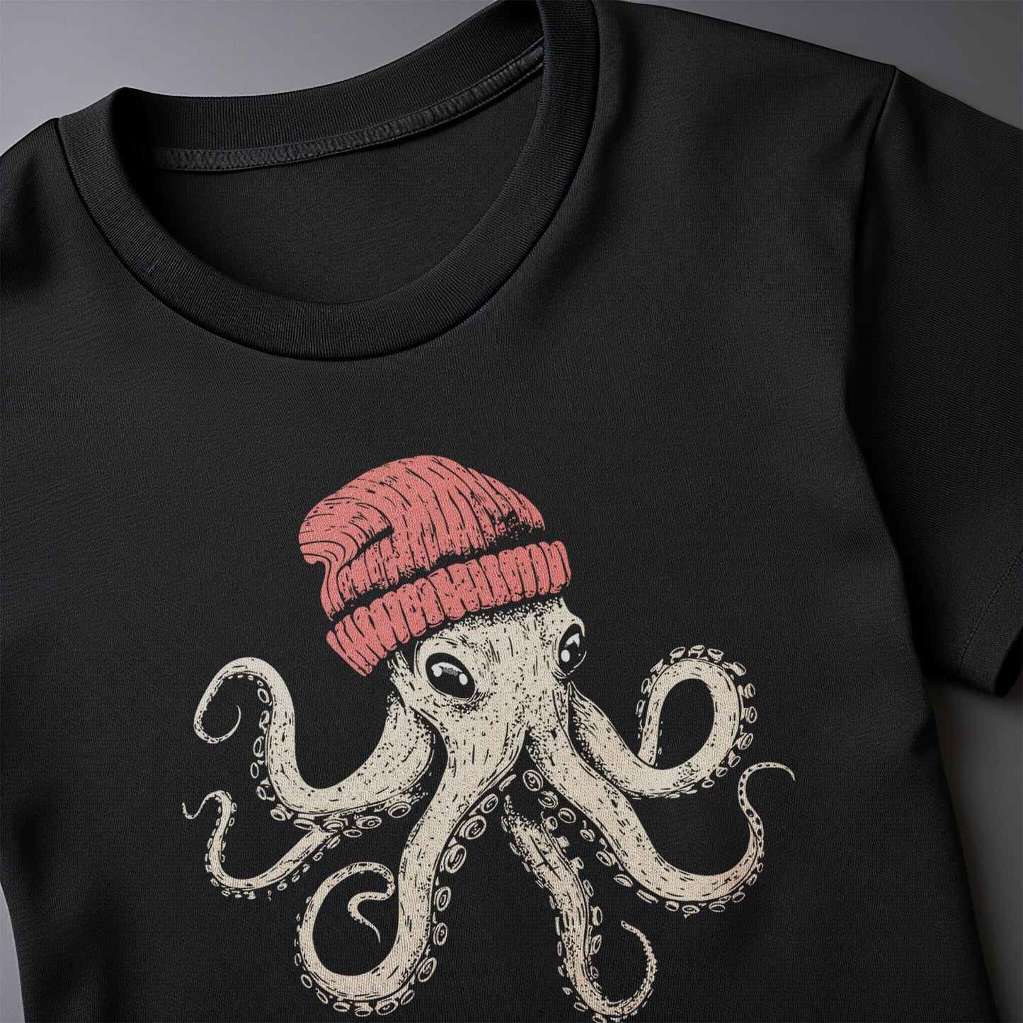 Octopus in a Beanie t-shirt
